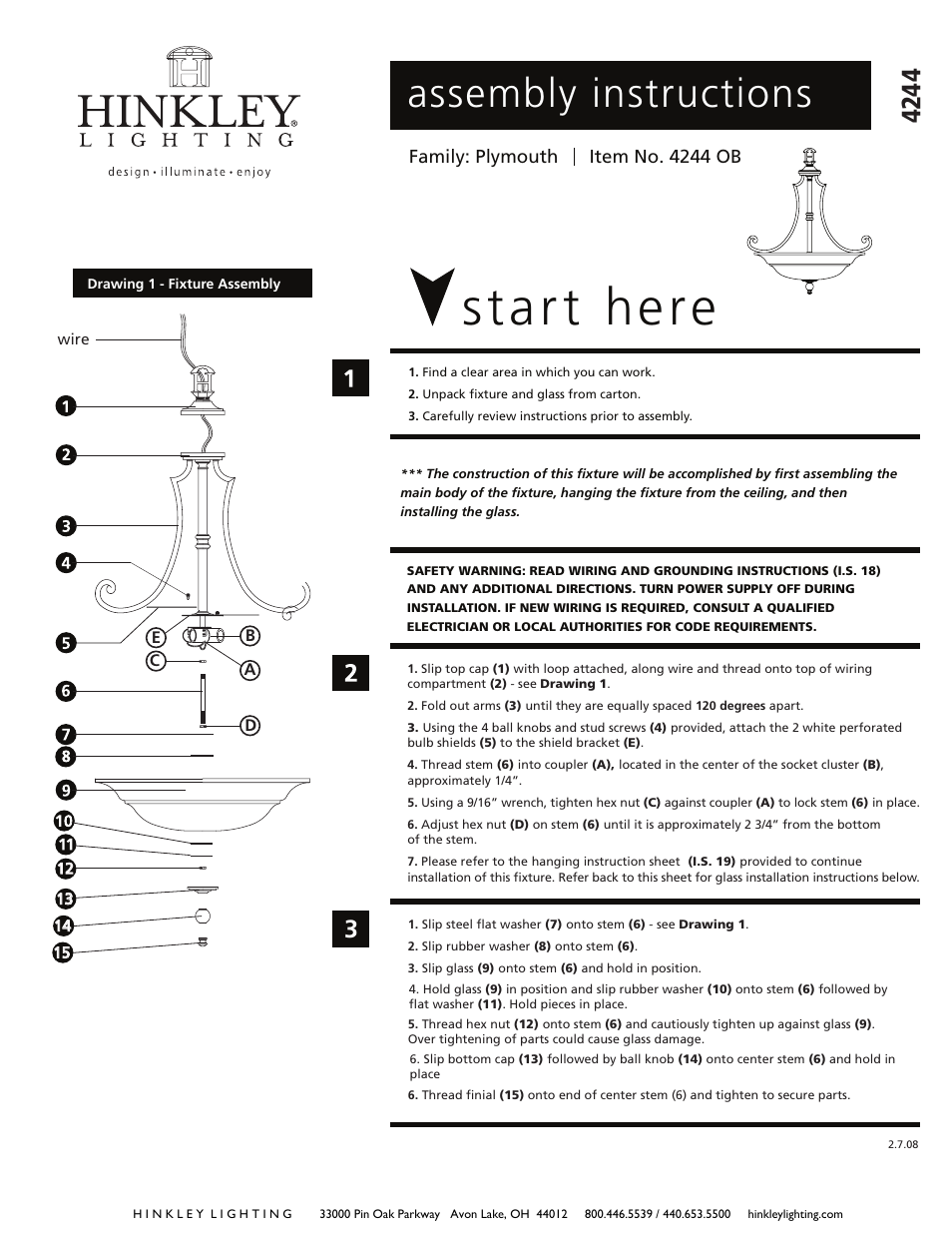 Hinkley Lighting PLYMOUTH 4244OB User Manual | 3 pages