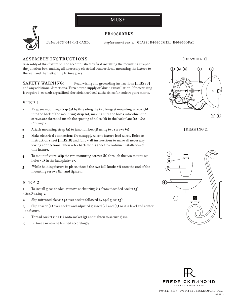 Hinkley Lighting MUSE FR40600BKS User Manual | 1 page