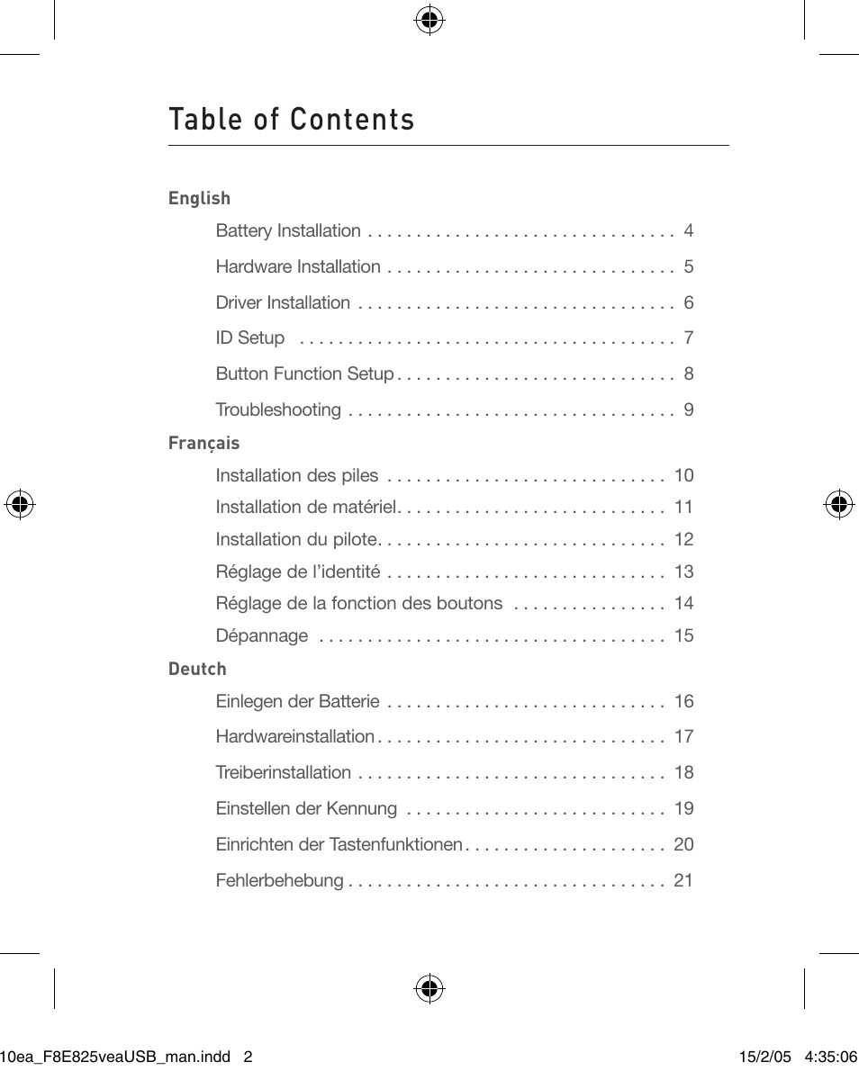 Belkin F8E825VEAUSB User Manual | Page 2 / 44