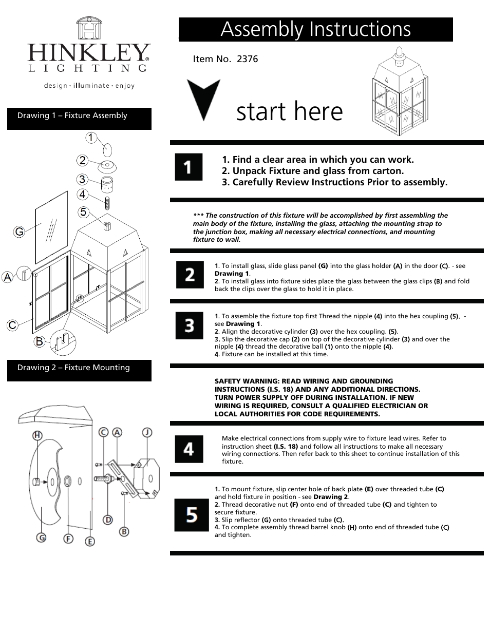 Hinkley Lighting NANTUCKET 2376 User Manual | 3 pages