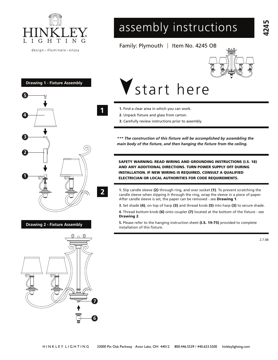 Hinkley Lighting PLYMOUTH 4245OB User Manual | 3 pages