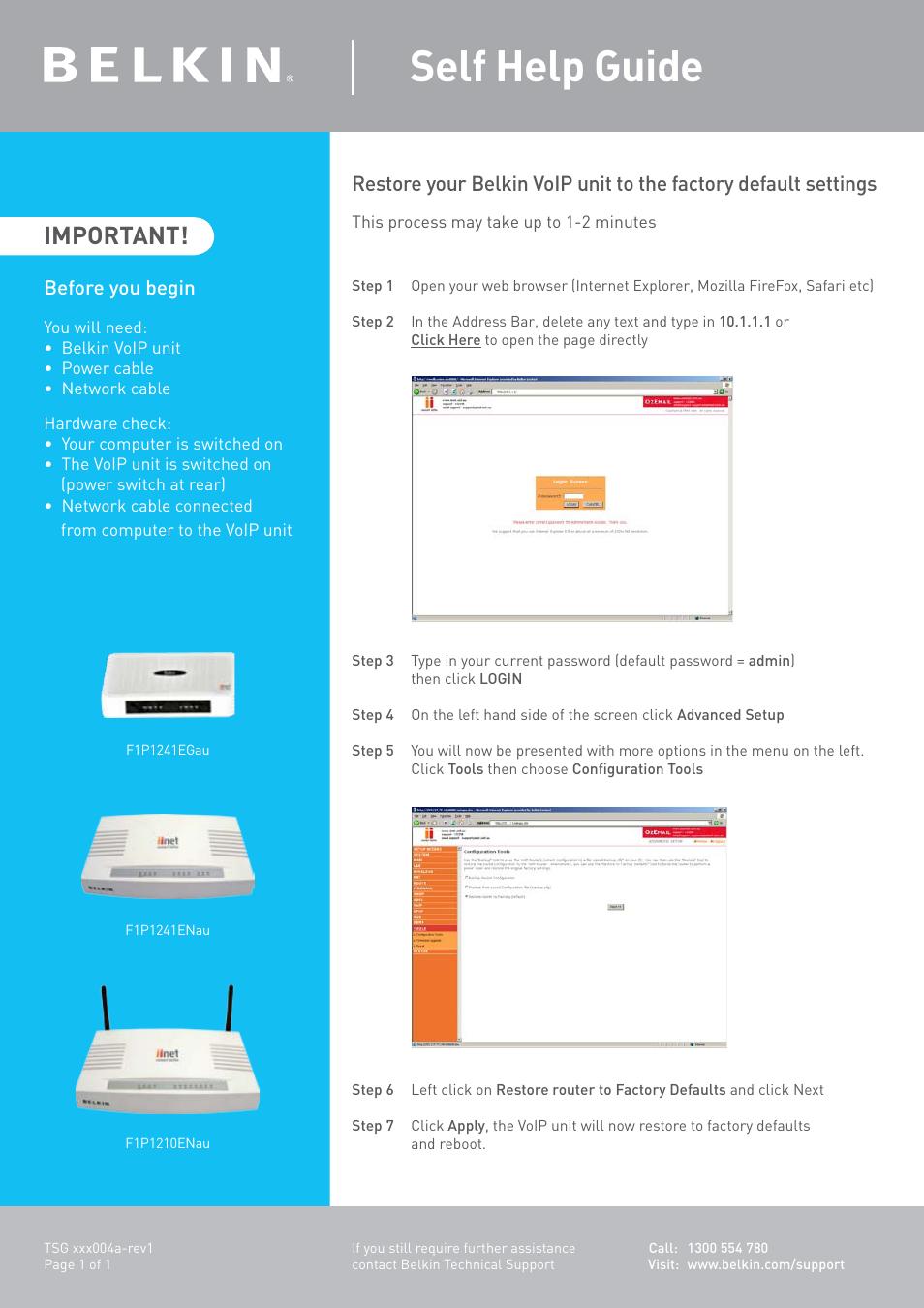 Belkin F1P1241EGAU User Manual | 1 page