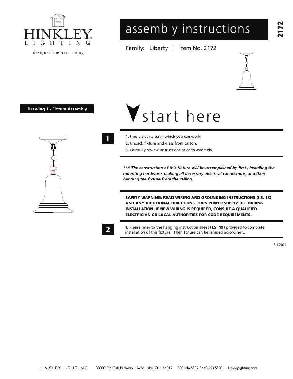 Hinkley Lighting LIBERTY 2172 User Manual | 2 pages