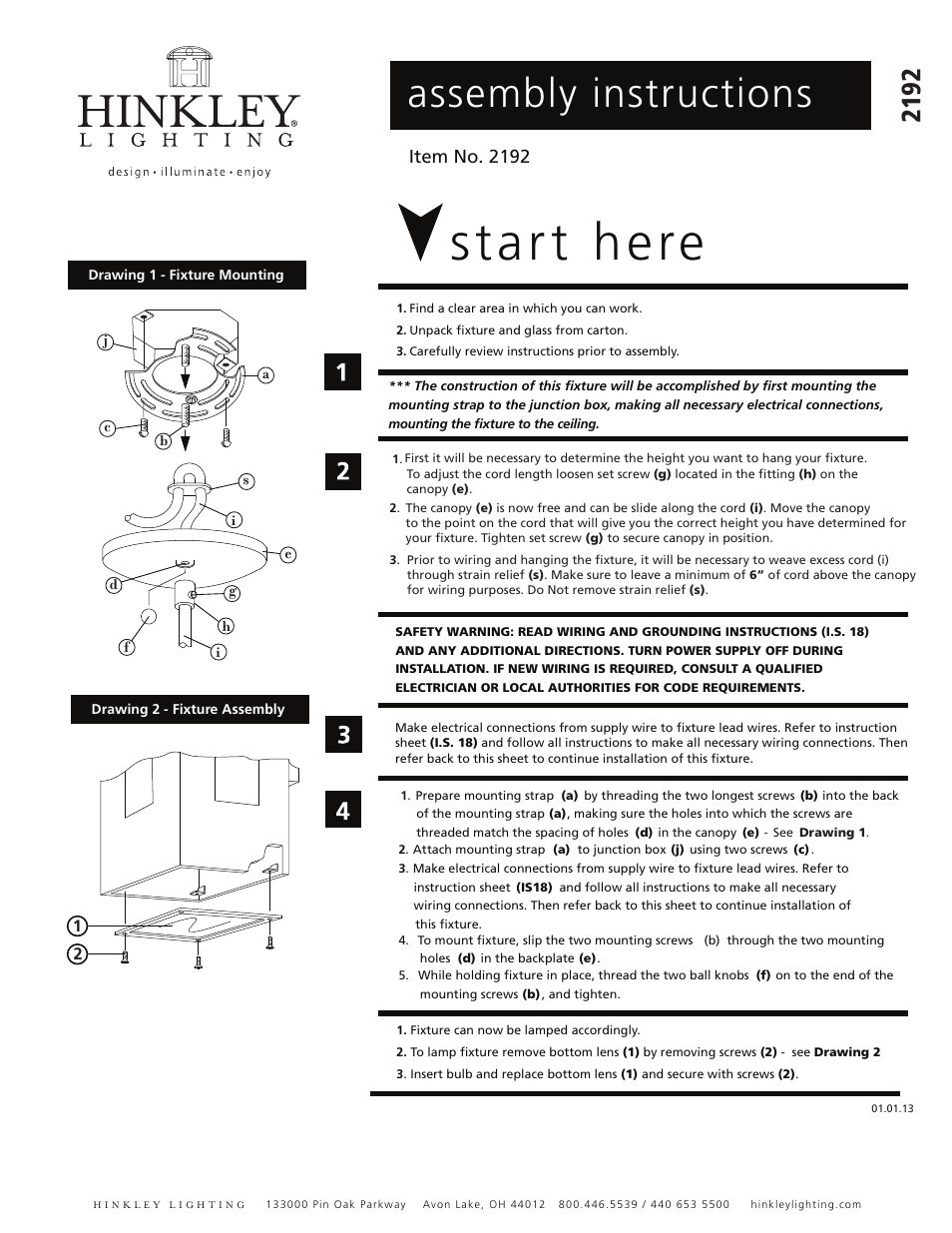 Hinkley Lighting DORIAN 2192 User Manual | 2 pages