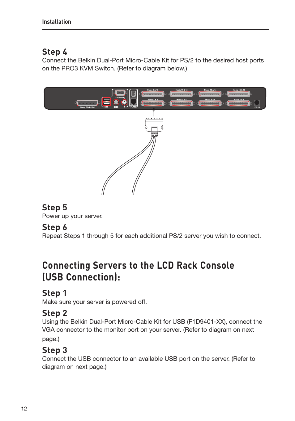 Step 4, Step 5, Step 6 | Step 1, Step 2, Step 3 | Belkin F1DC108B-DR User Manual | Page 14 / 40