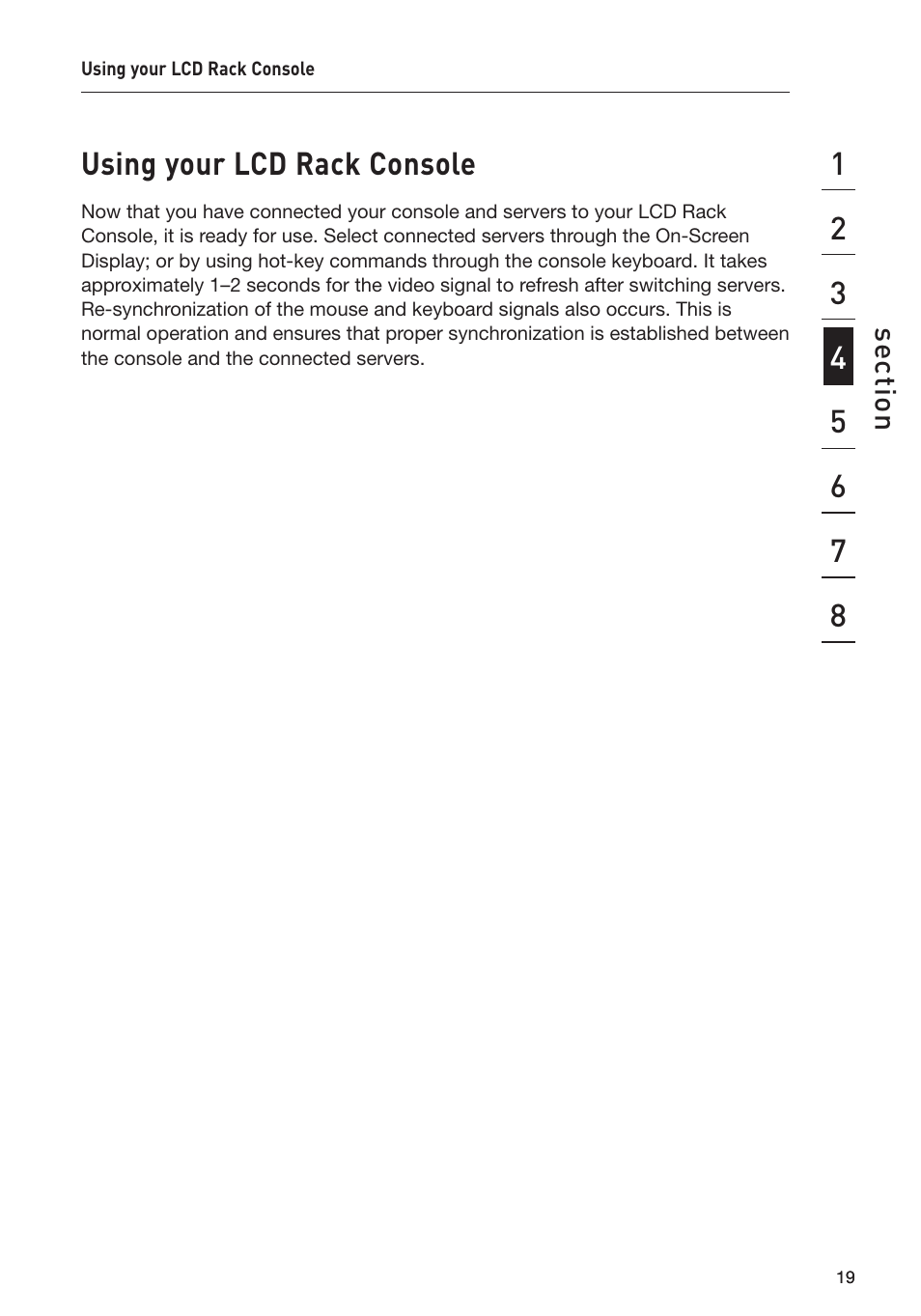 Using your lcd rack console | Belkin F1DC108B-DR User Manual | Page 21 / 40