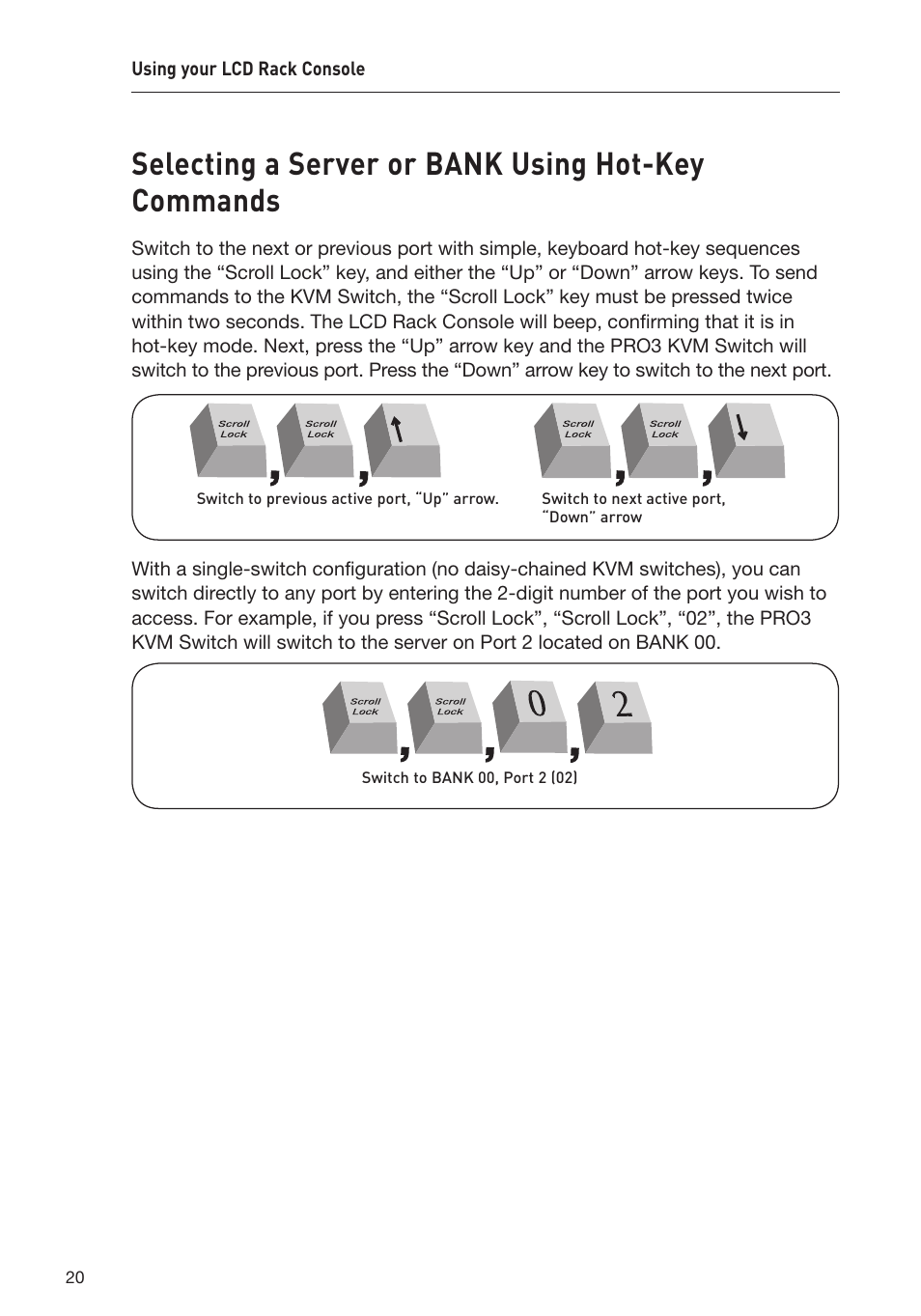 Selecting a server or bank using hot-key commands | Belkin F1DC108B-DR User Manual | Page 22 / 40