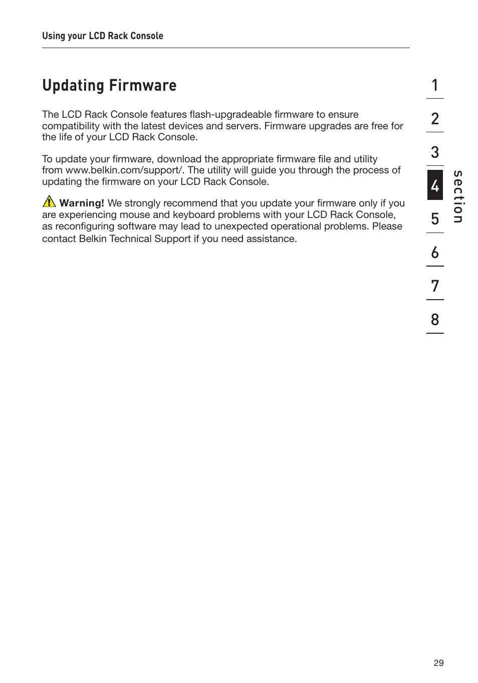 Updating firmware | Belkin F1DC108B-DR User Manual | Page 31 / 40