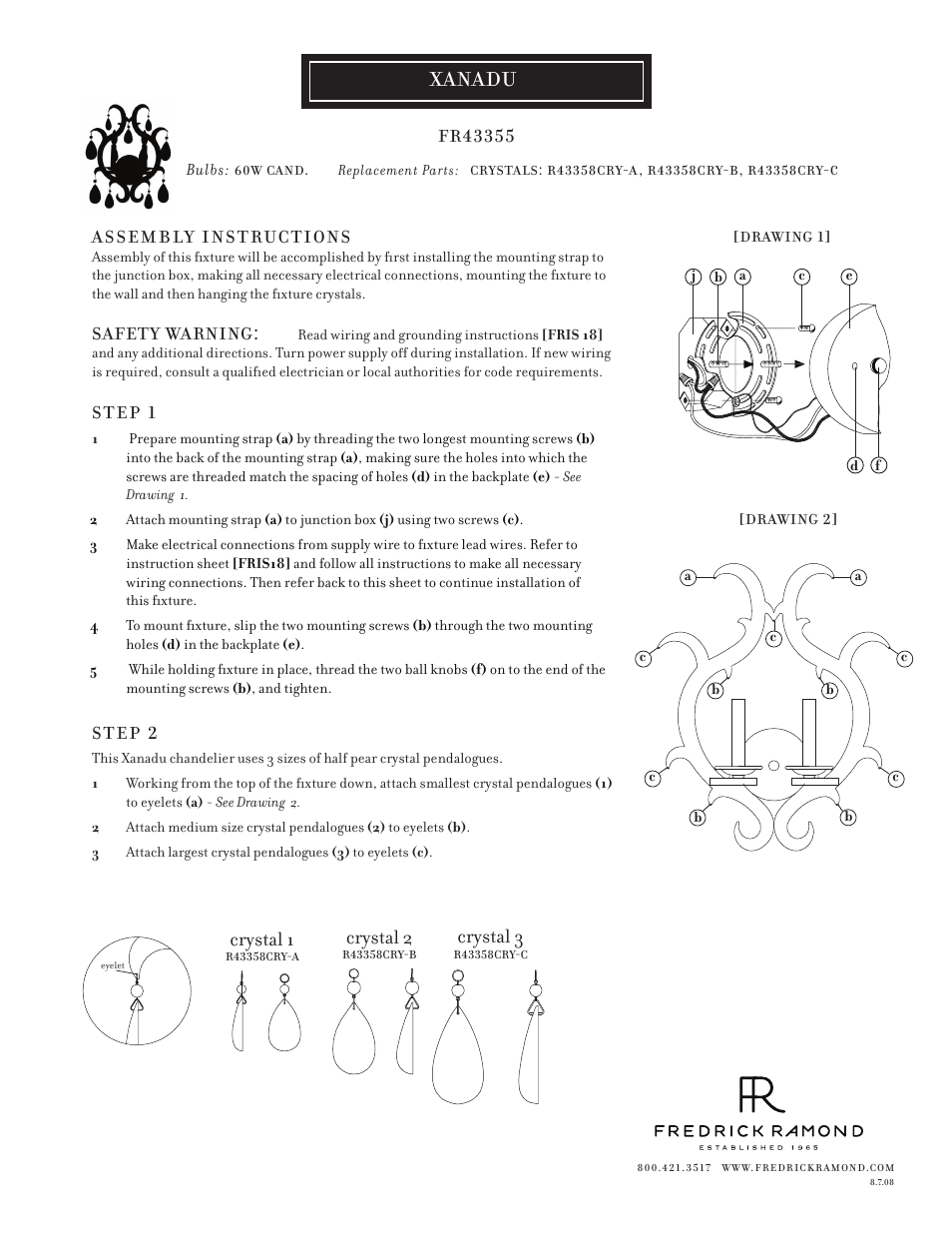 Hinkley Lighting XANADU FR43355PSS User Manual | 1 page