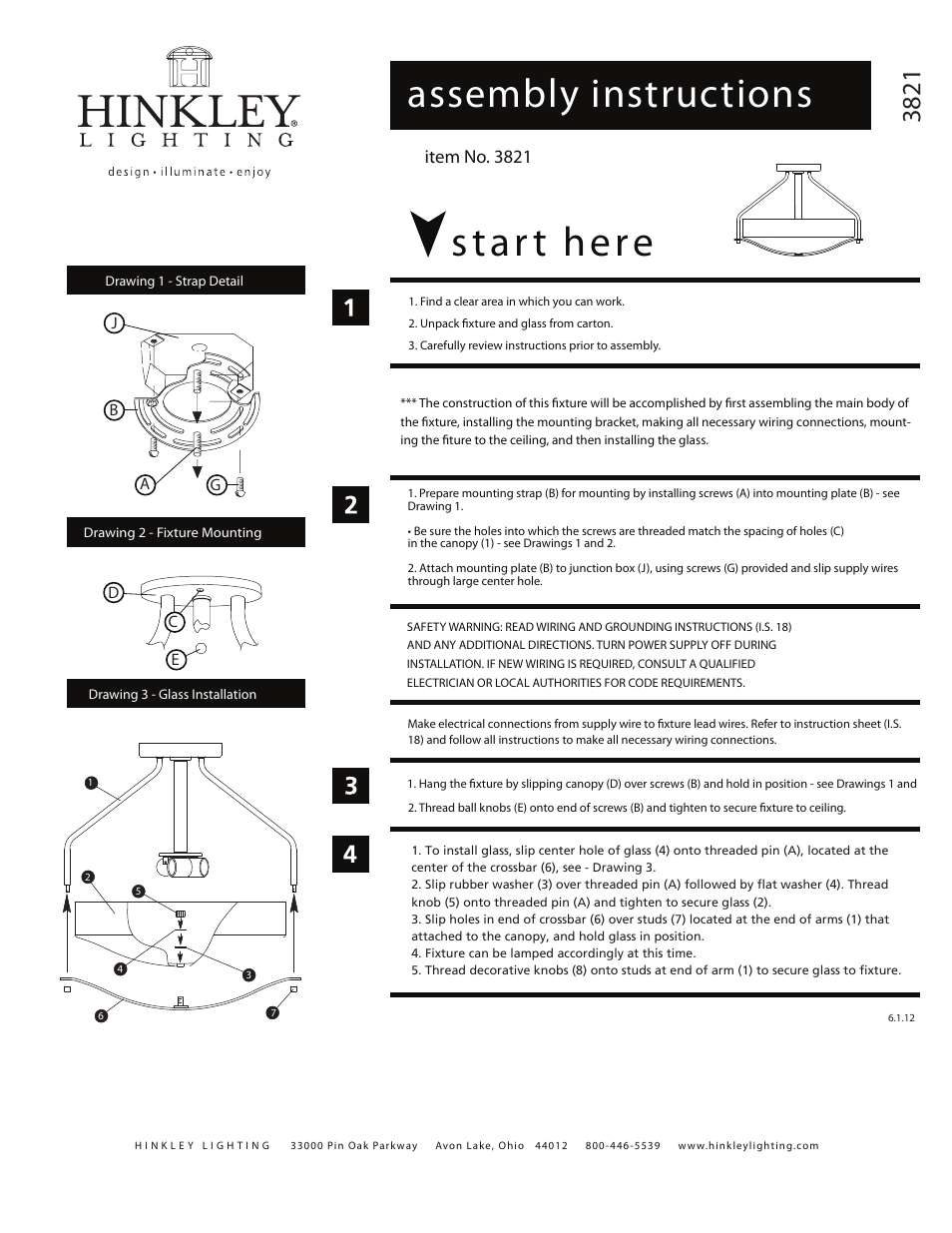 Hinkley Lighting PELHAM 3821 User Manual | 2 pages