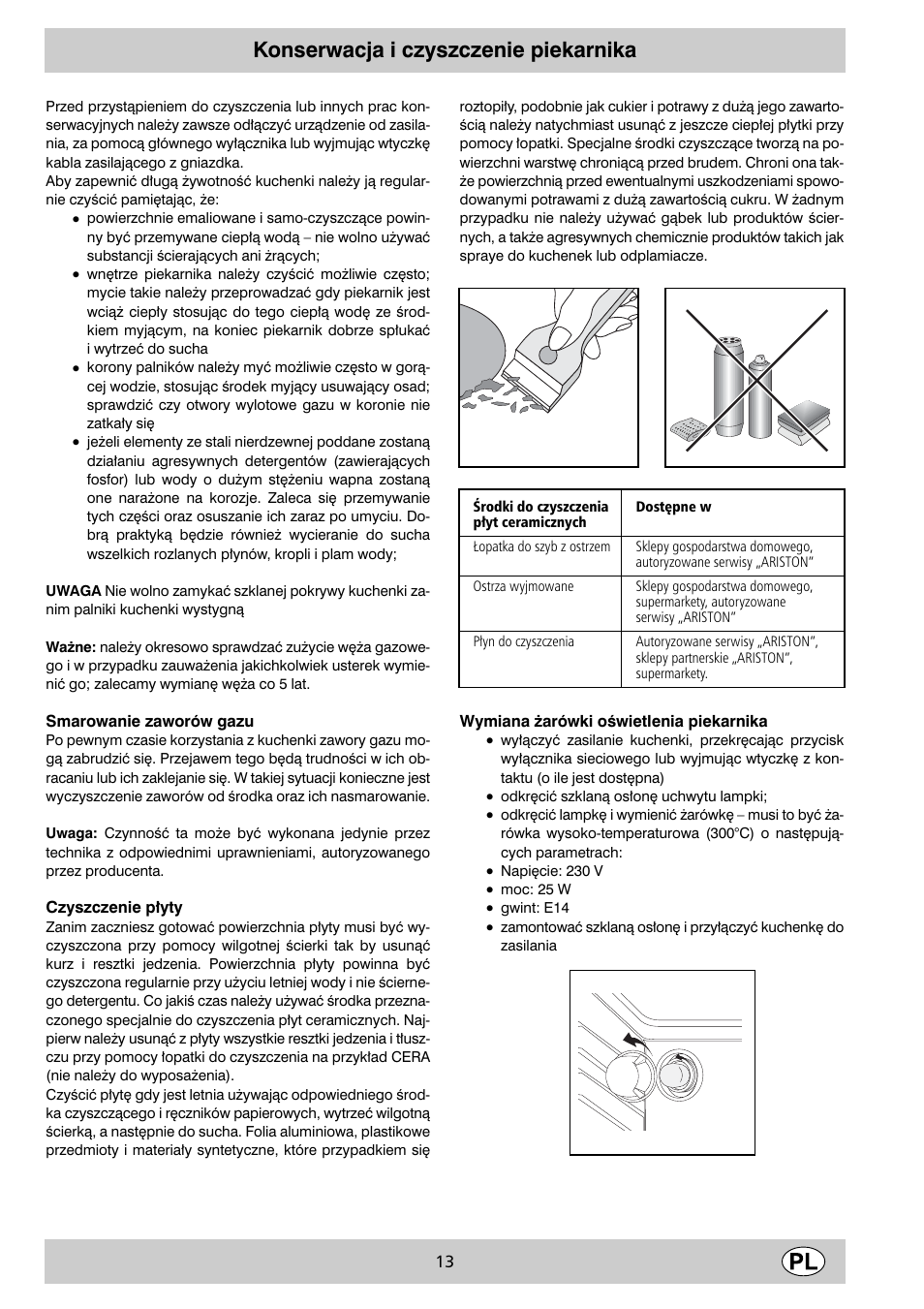 Konserwacja i czyszczenie piekarnika | Indesit K6 C51/R User Manual | Page 13 / 68