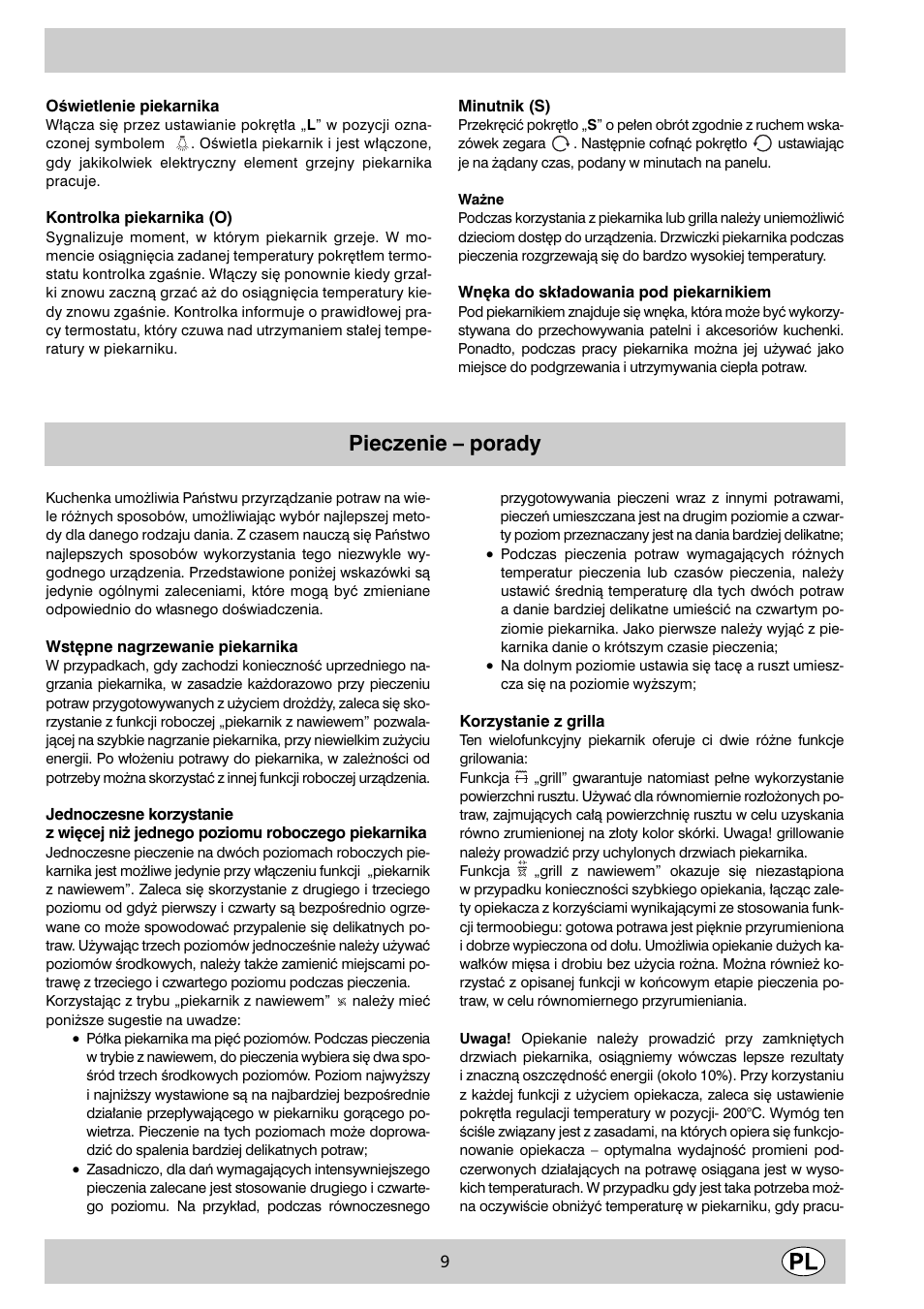 Pieczenie – porady | Indesit K6 C51/R User Manual | Page 9 / 68