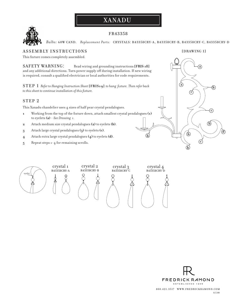 Hinkley Lighting XANADU FR43358PSS User Manual | 1 page