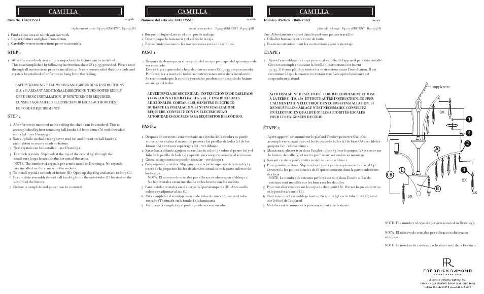 Hinkley Lighting CAMILLA FR40775SLF User Manual | 3 pages