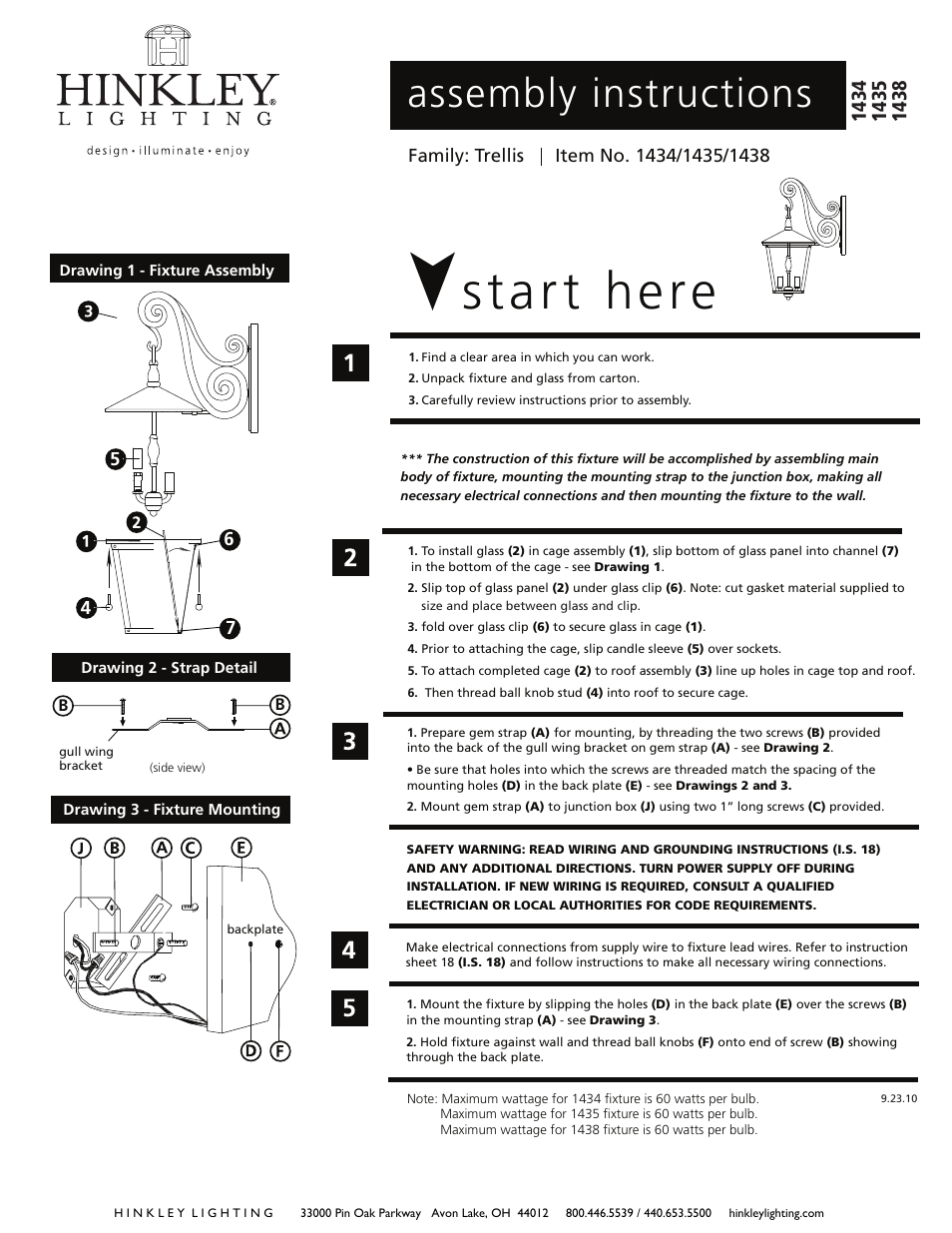 Hinkley Lighting TRELLIS 1435 User Manual | 3 pages