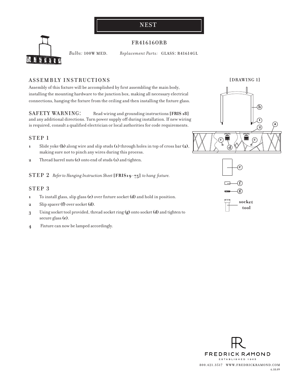 Hinkley Lighting NEST FR41616ORB User Manual | 1 page