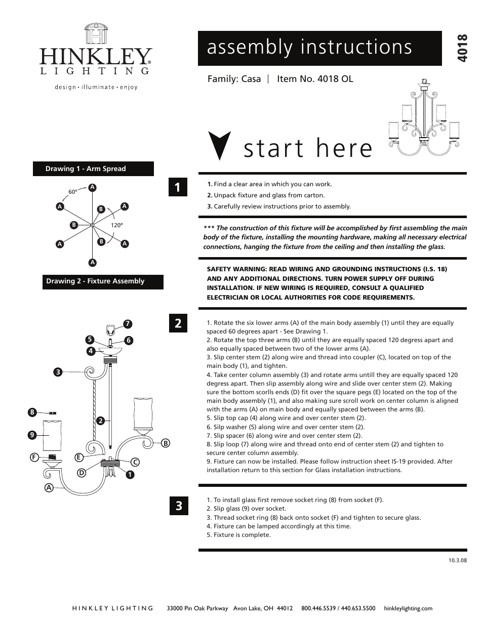Hinkley Lighting CASA 4018OL User Manual | 3 pages