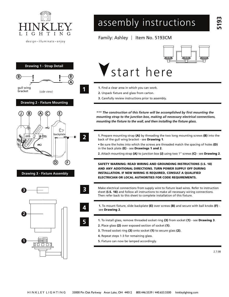 Hinkley Lighting ASHLEY 5193 User Manual | 1 page