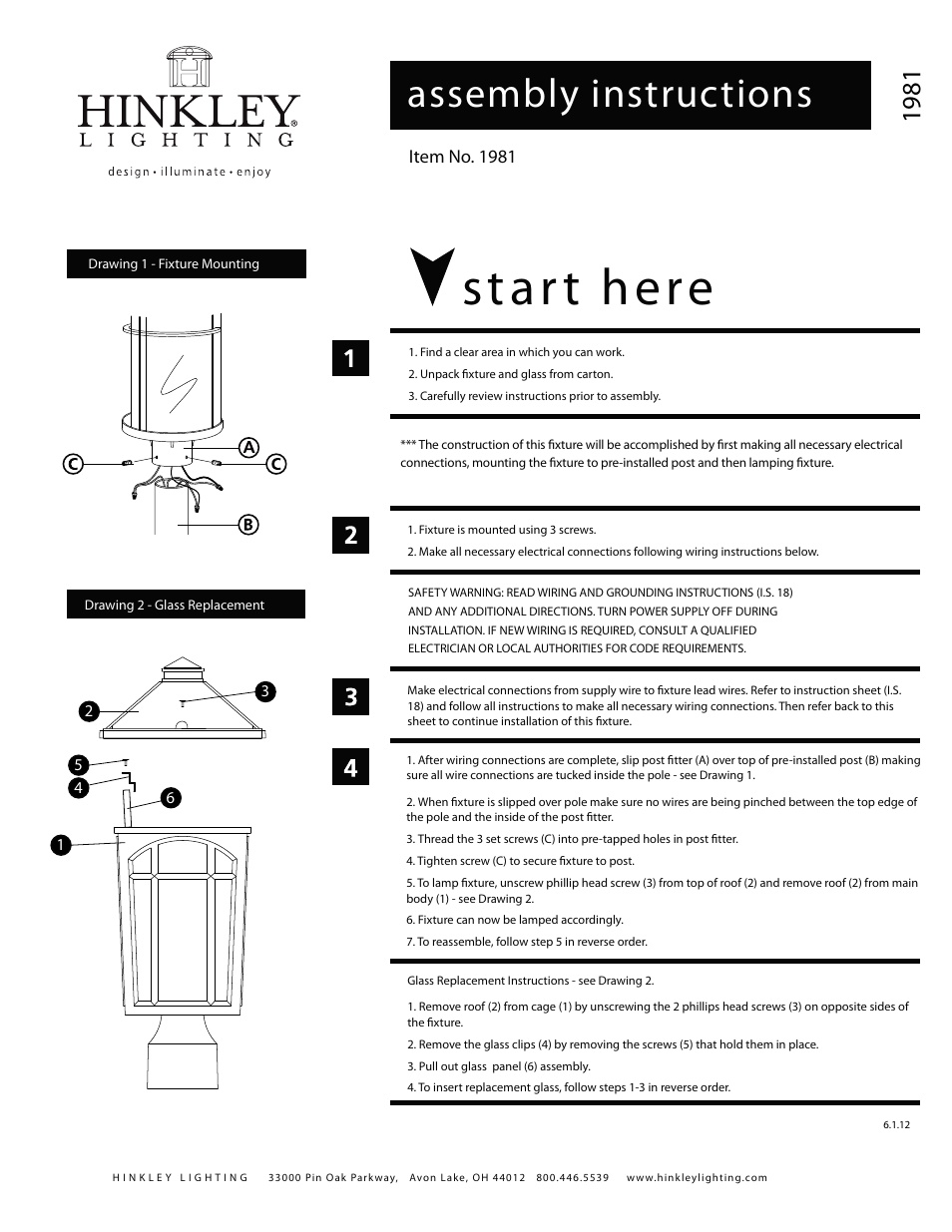 Hinkley Lighting CEDAR HILL 1981 User Manual | 1 page