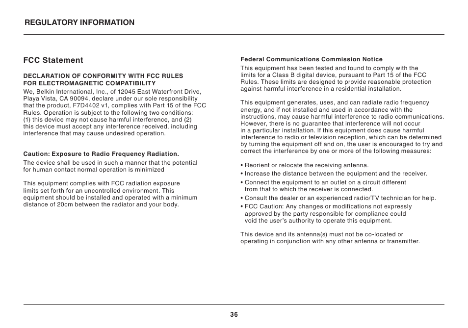 Belkin PLAY N600 User Manual | Page 36 / 39