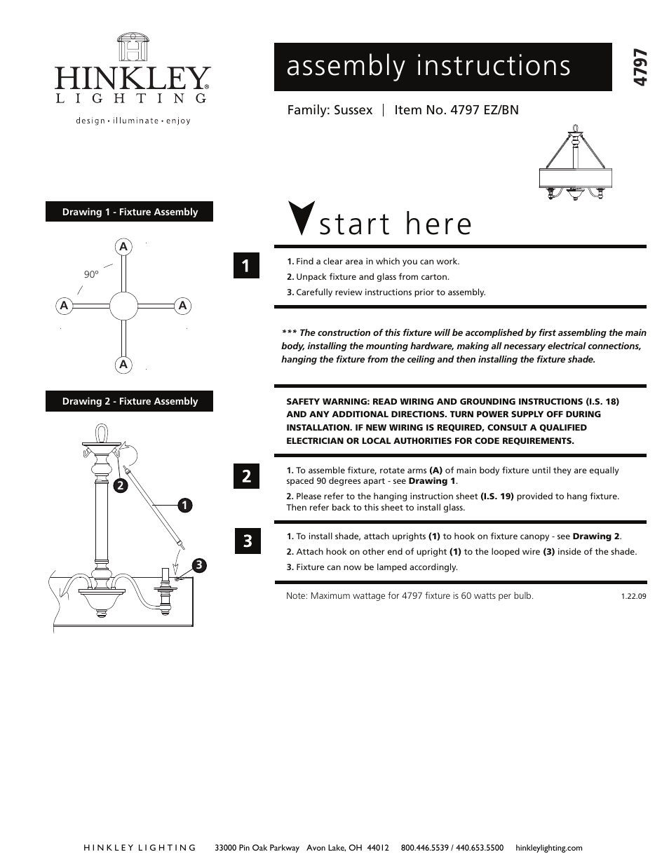 Hinkley Lighting SUSSEX 4797EZ User Manual | 3 pages