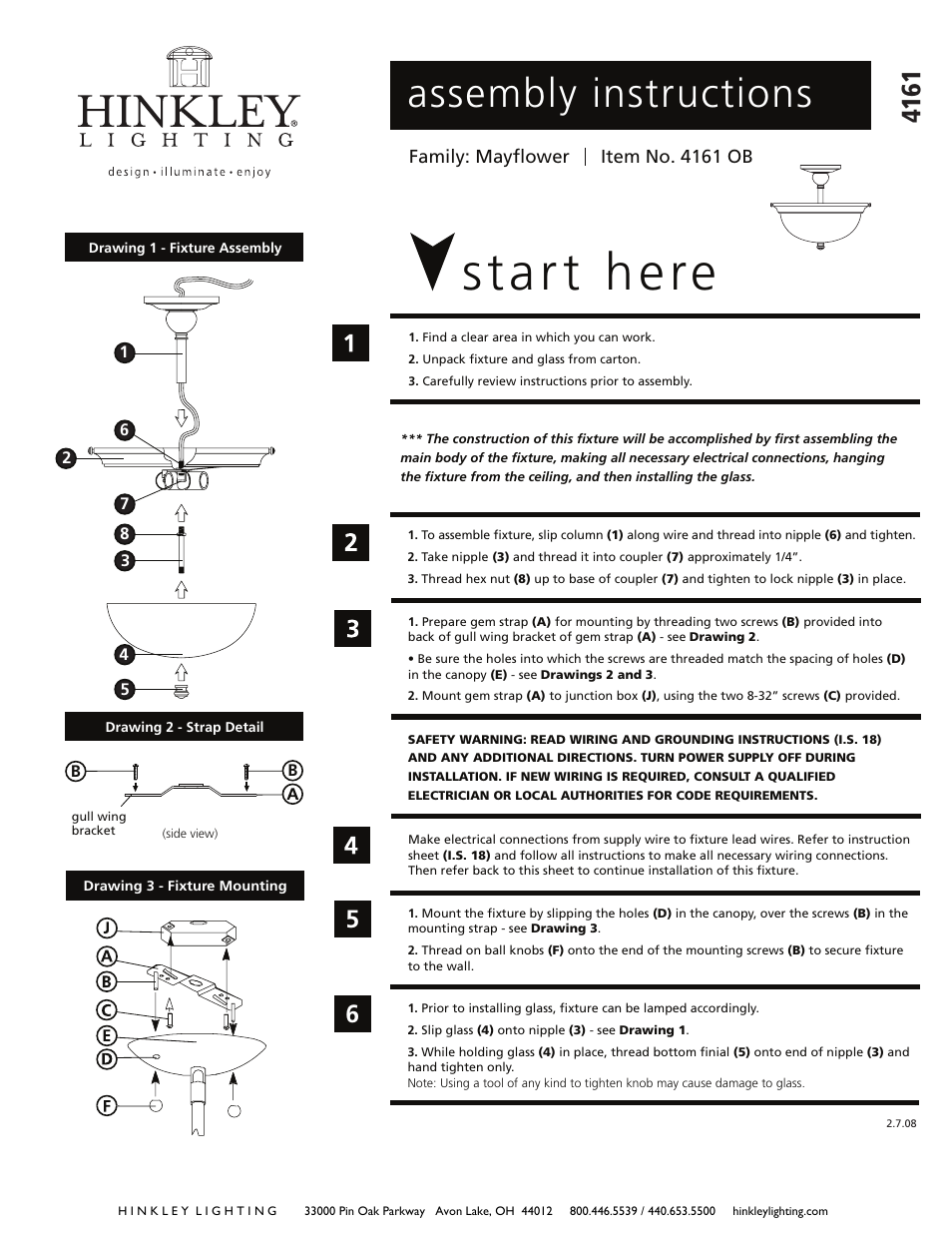 Hinkley Lighting MAYFLOWER 4161OB User Manual | 2 pages