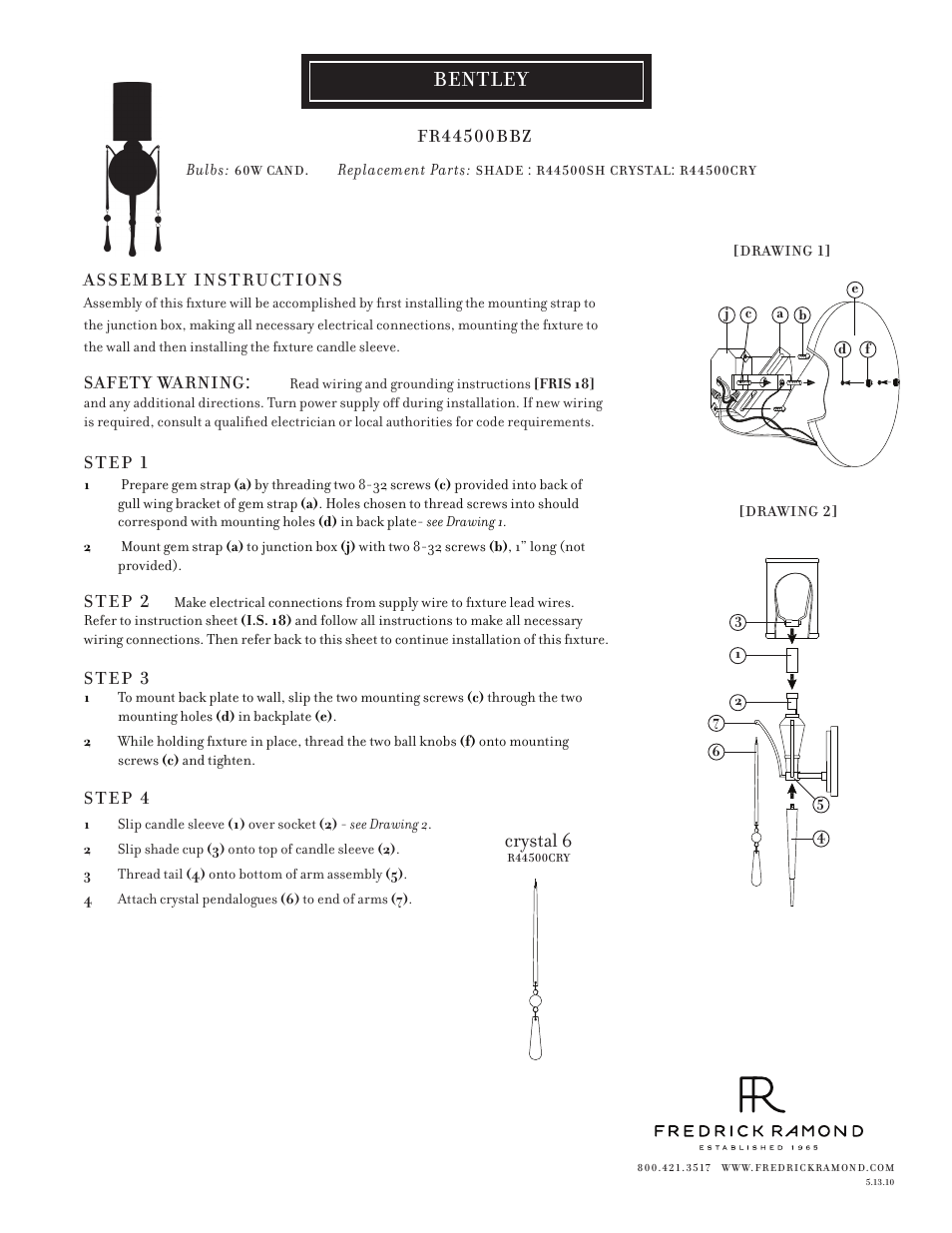 Hinkley Lighting BENTLEY FR44500BBZ User Manual | 1 page