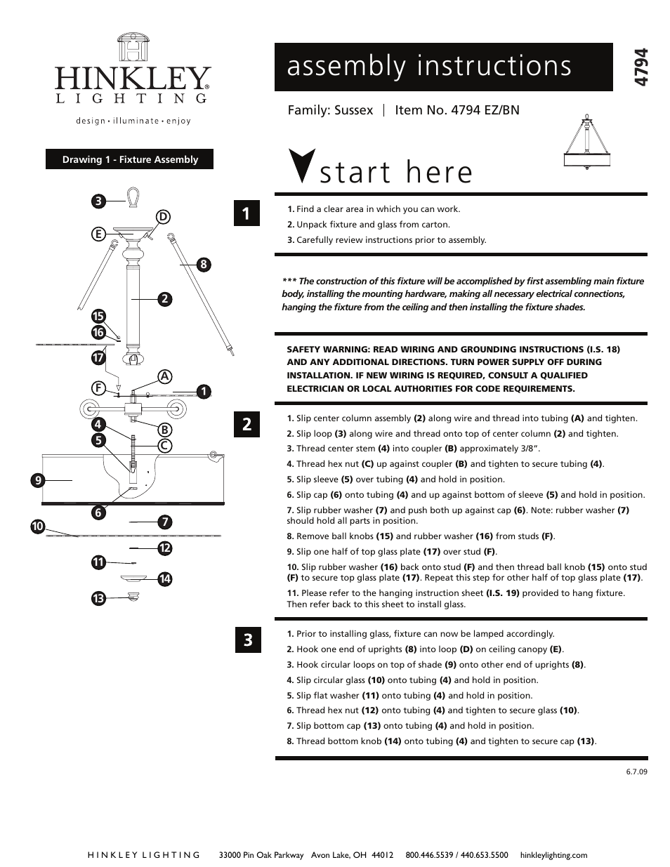 Hinkley Lighting SUSSEX 4794EZ User Manual | 3 pages