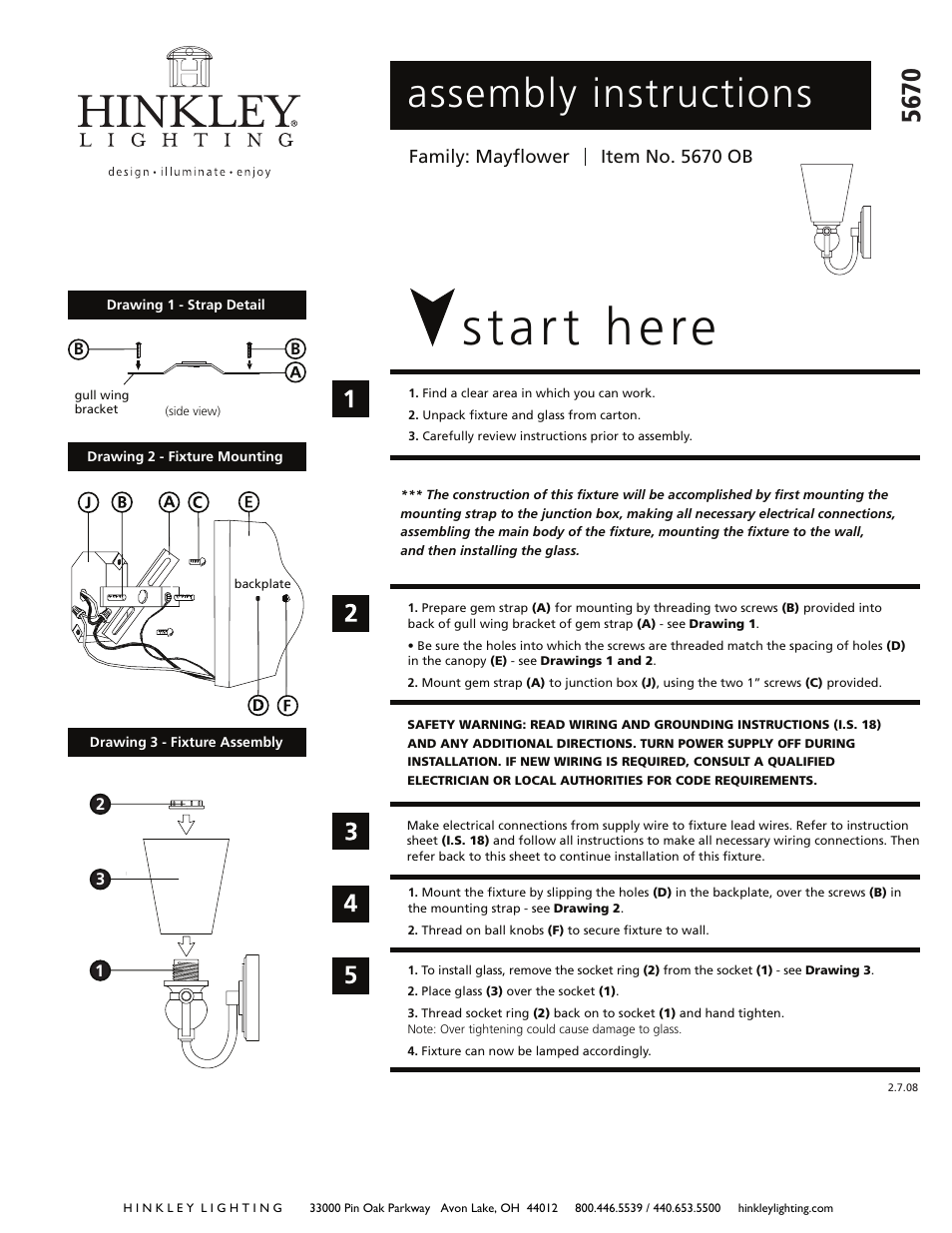 Hinkley Lighting MAYFLOWER 5670OB User Manual | 2 pages