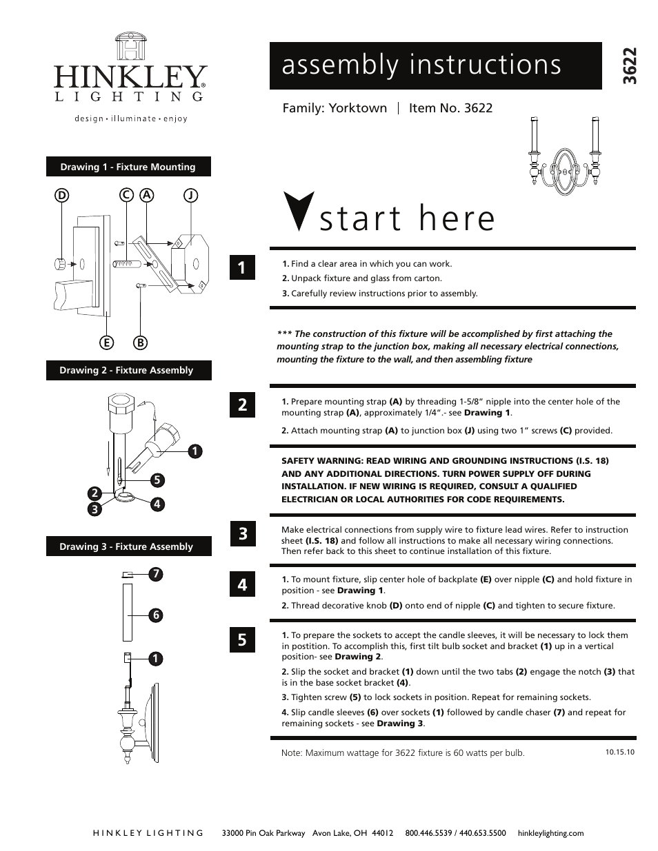 Hinkley Lighting YORKTOWN 3622AN User Manual | 2 pages