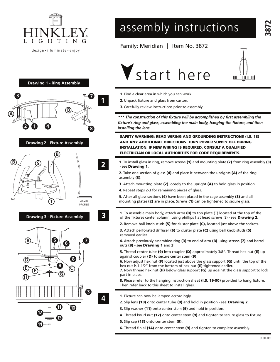 Hinkley Lighting MERIDIAN 3872SK User Manual | 3 pages