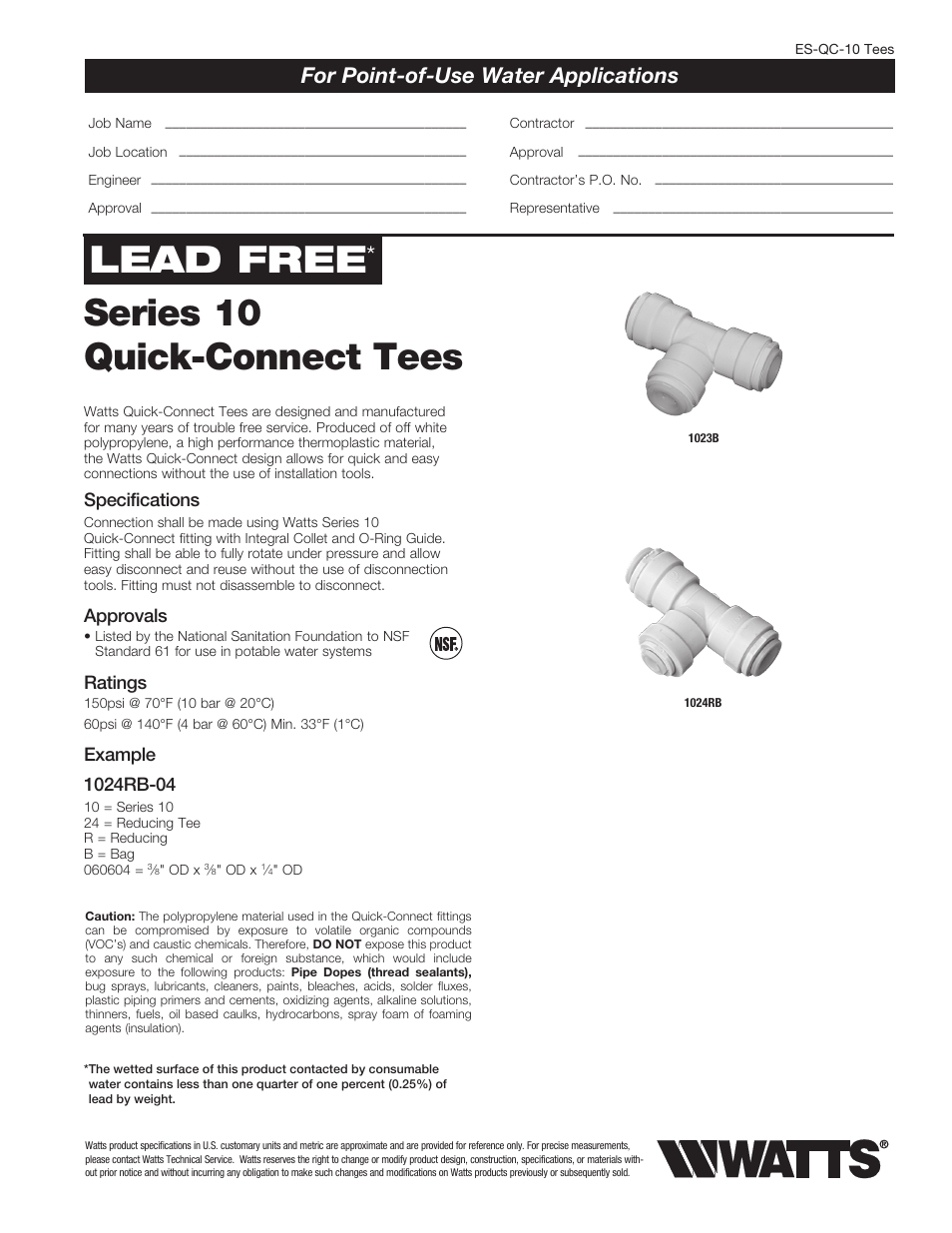 Watts 1024RB User Manual | 2 pages
