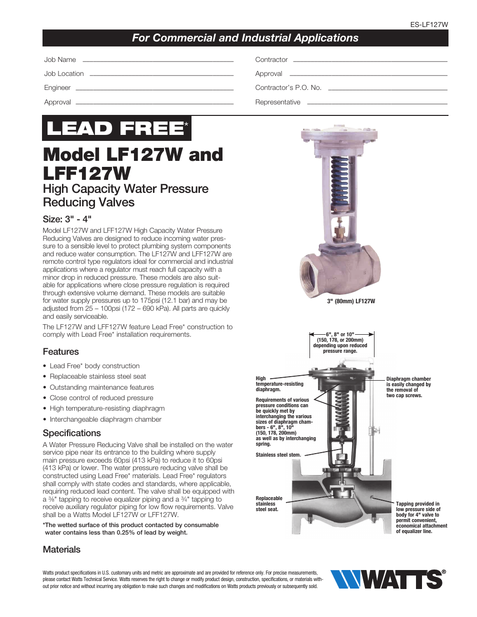 Watts LFF127W User Manual | 2 pages