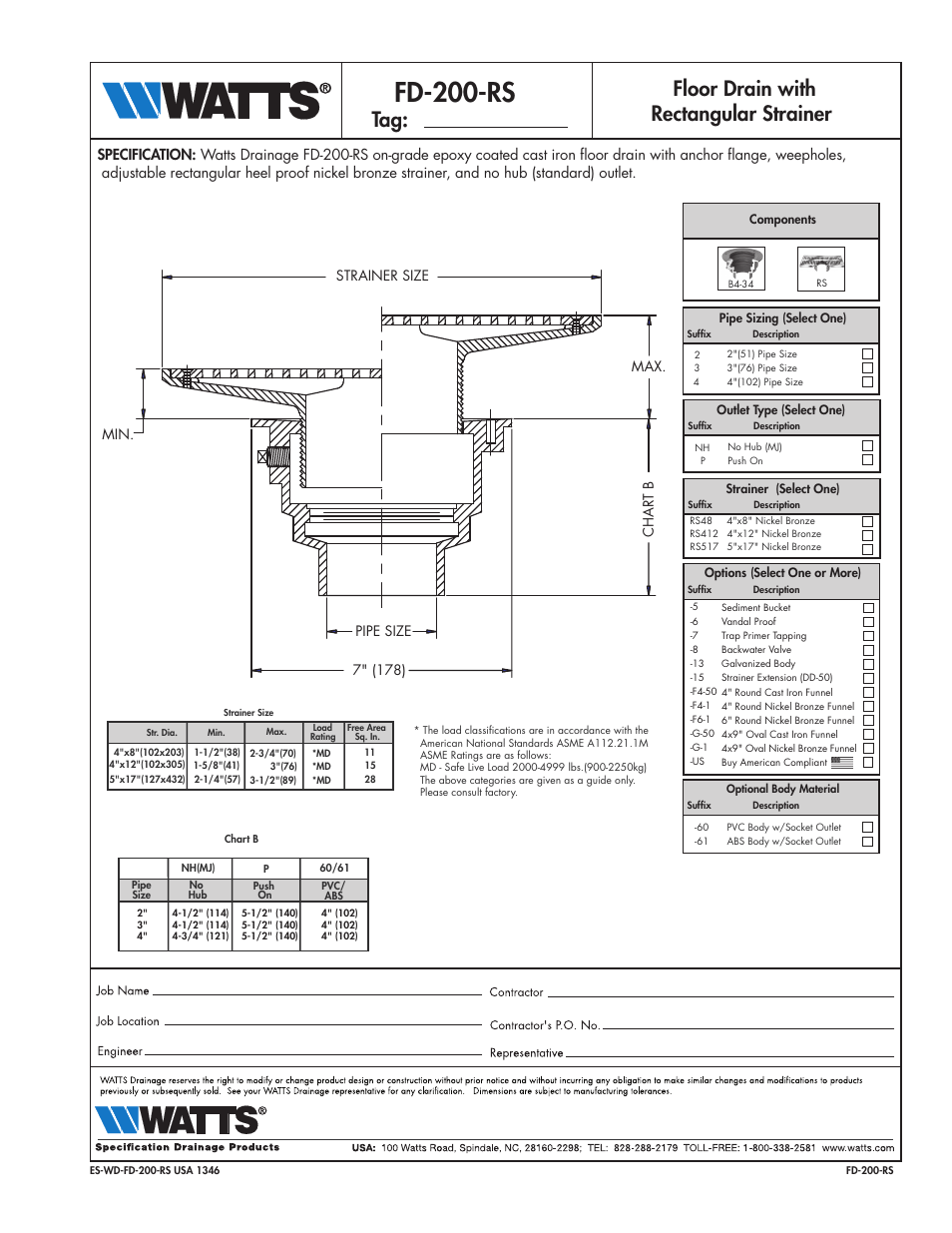 Watts FD-200-RS User Manual | 1 page