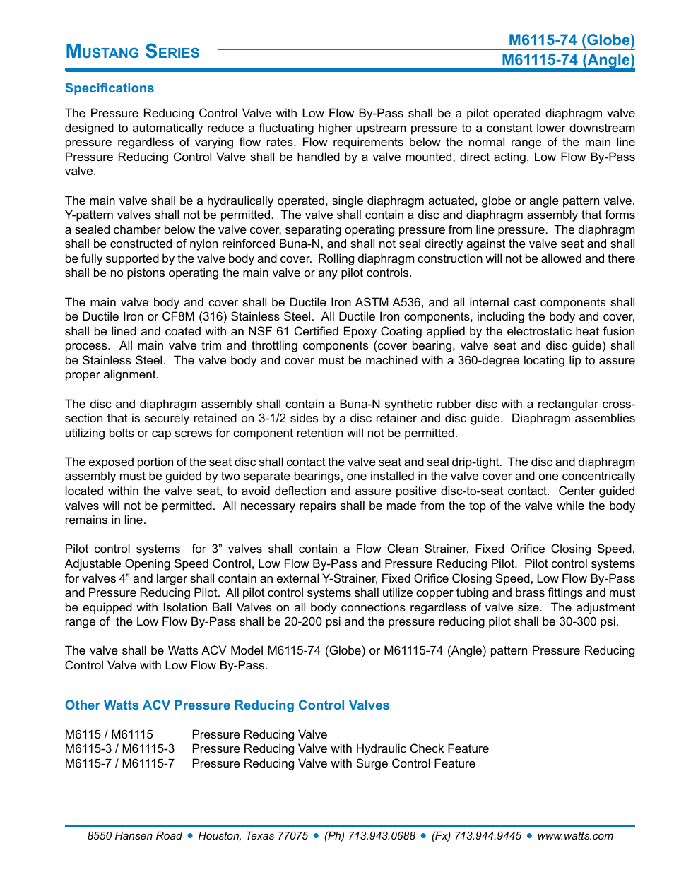 Watts M61115-74 User Manual | Page 7 / 7