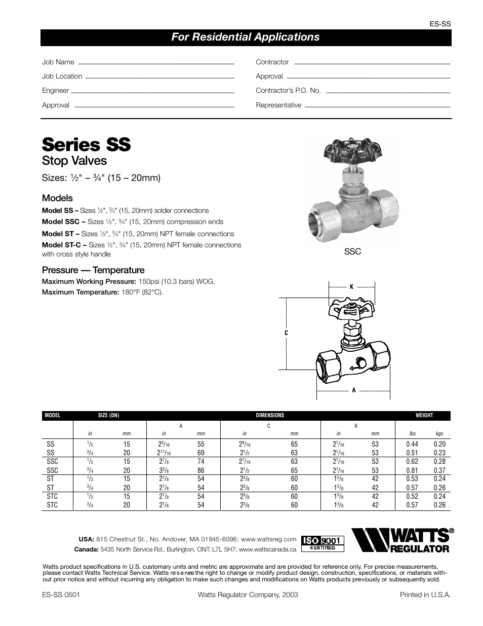 Watts SSC User Manual | 1 page