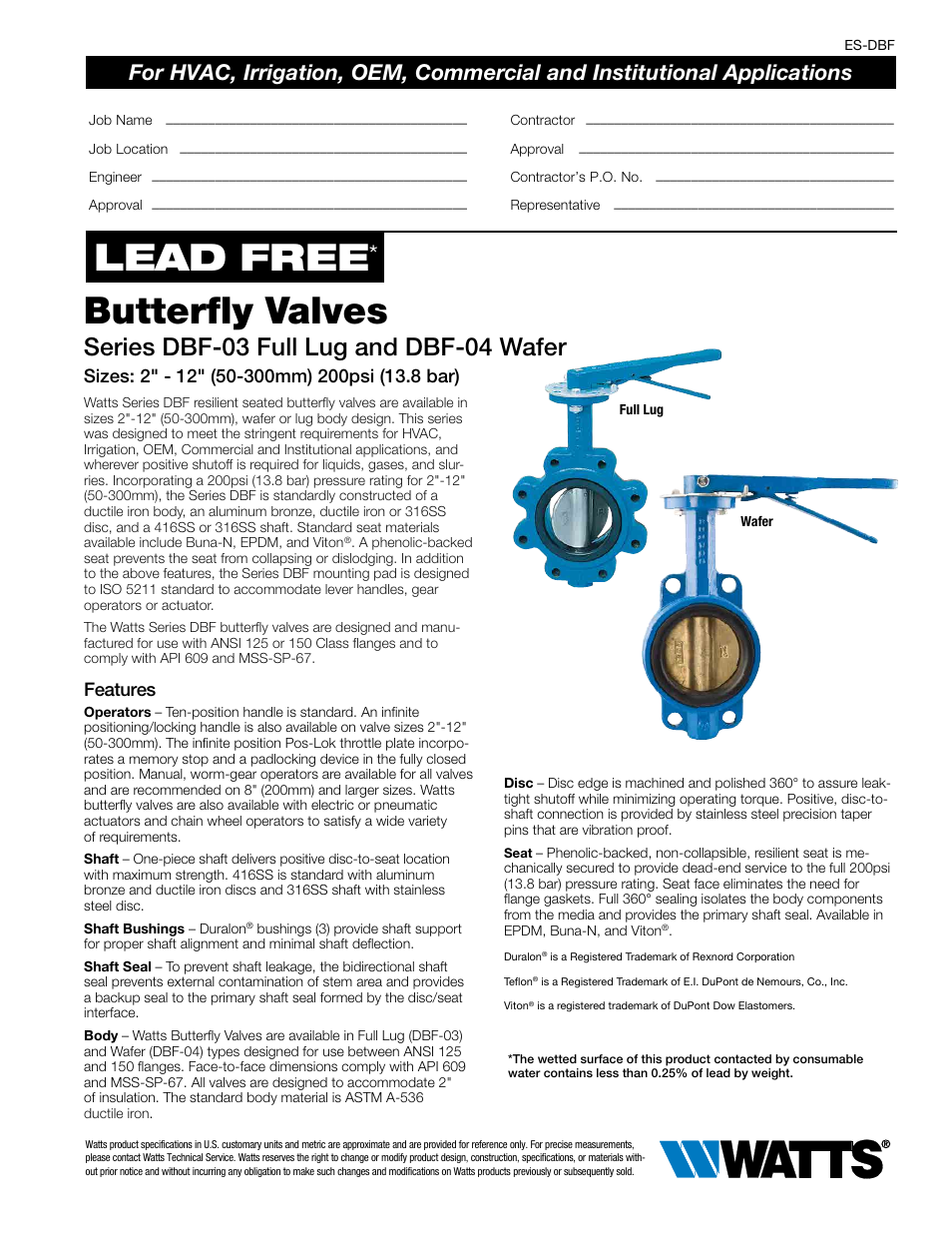 Watts DBF-04 User Manual | 2 pages