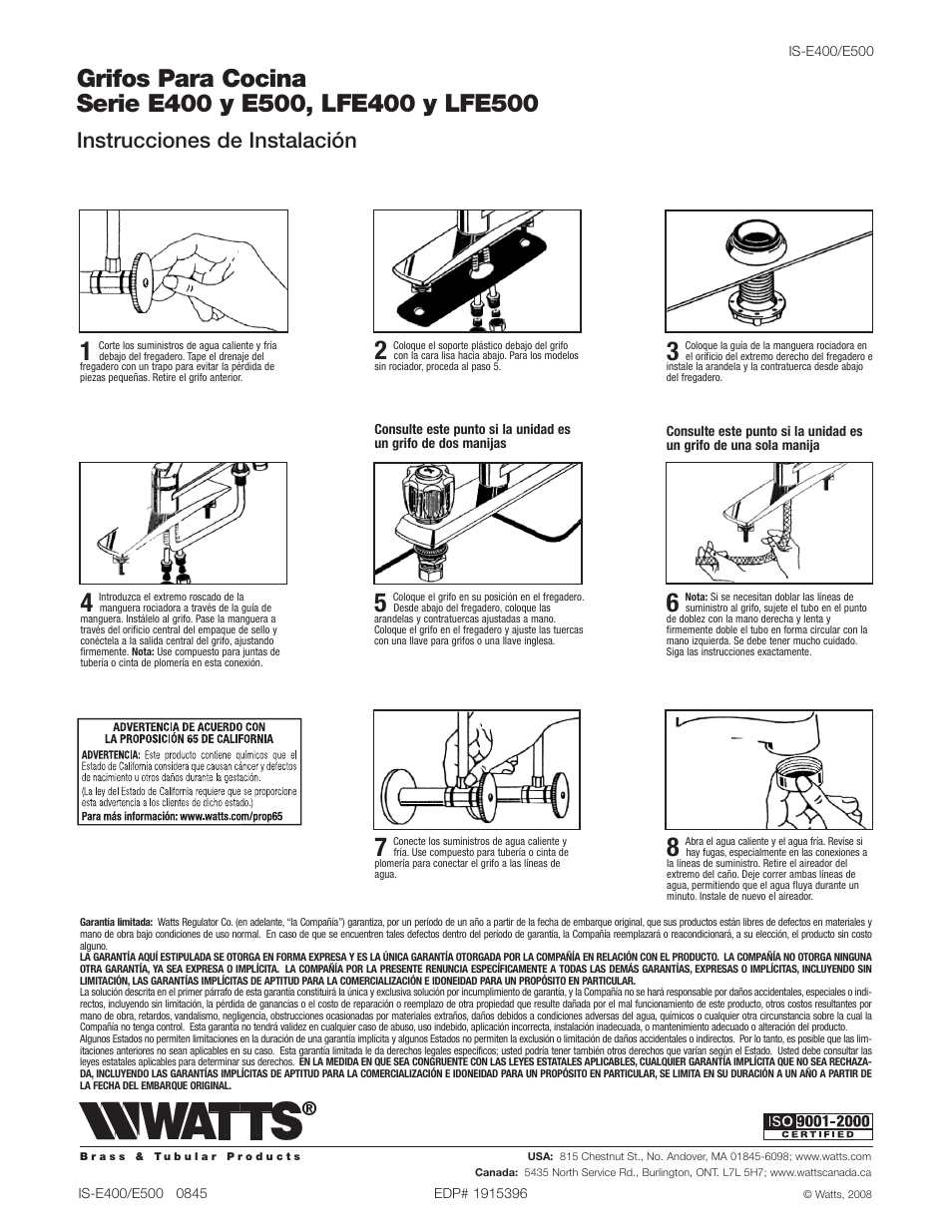 Instrucciones de instalación | Watts E510 User Manual | Page 3 / 4