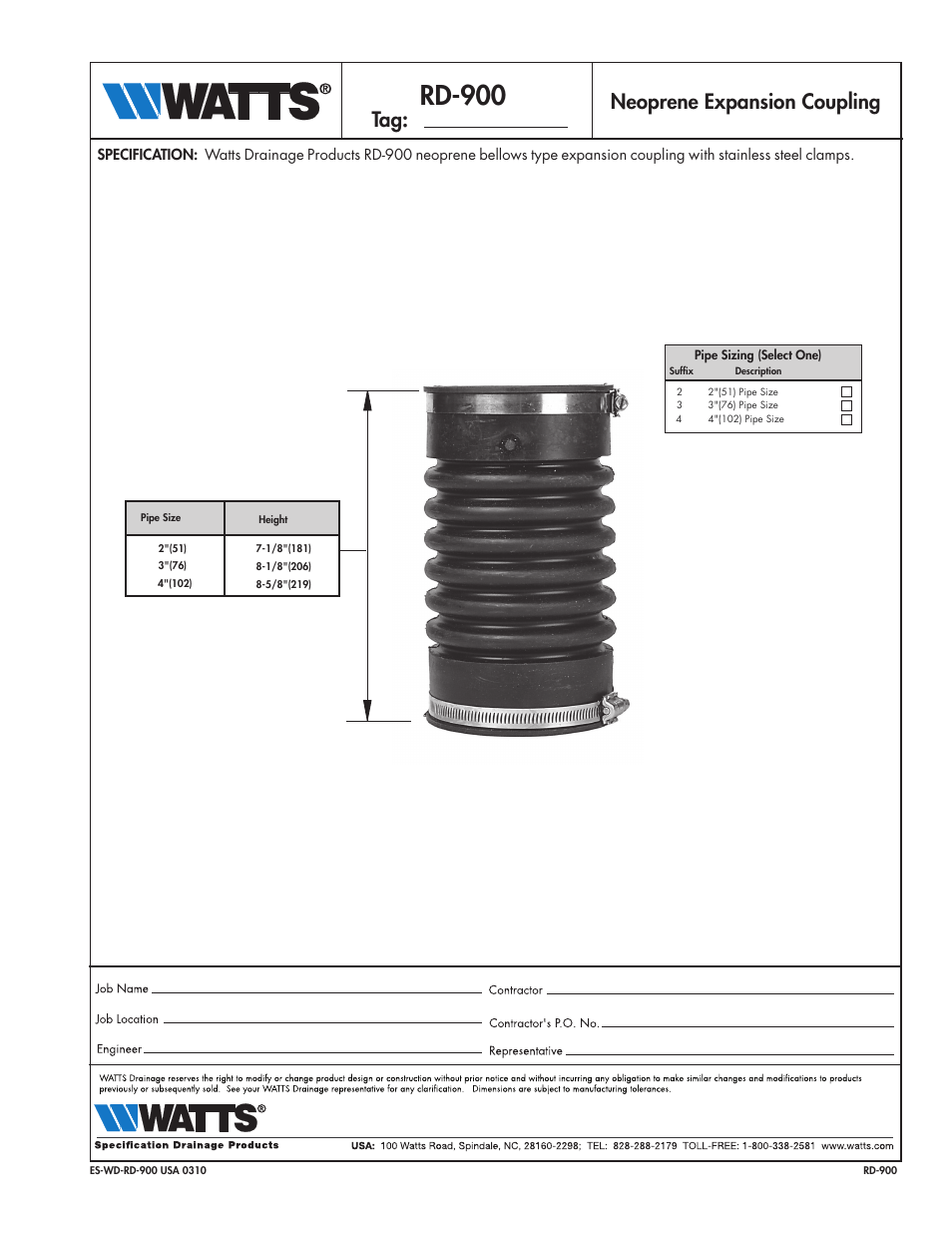 Watts RD-900 User Manual | 1 page