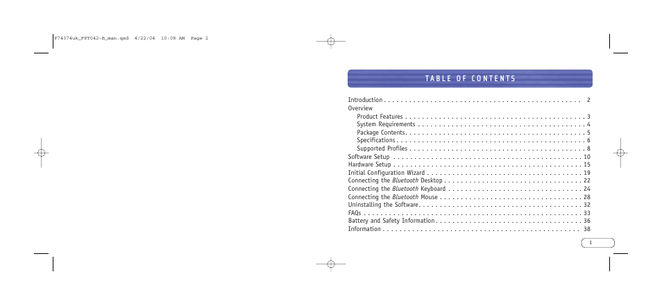 Belkin BLUETOOTH F8T042UKB User Manual | Page 2 / 23