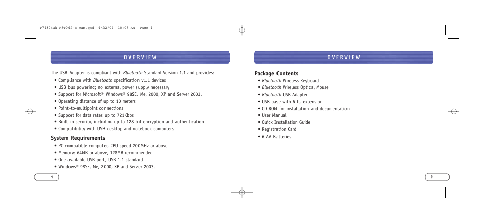 Belkin BLUETOOTH F8T042UKB User Manual | Page 4 / 23