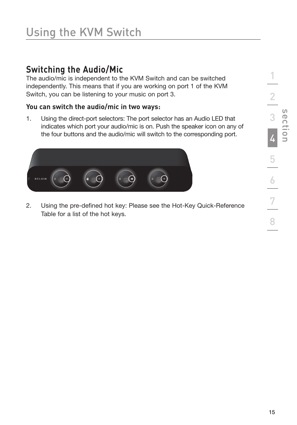 Using the kvm switch | Belkin F1DD102L User Manual | Page 17 / 39