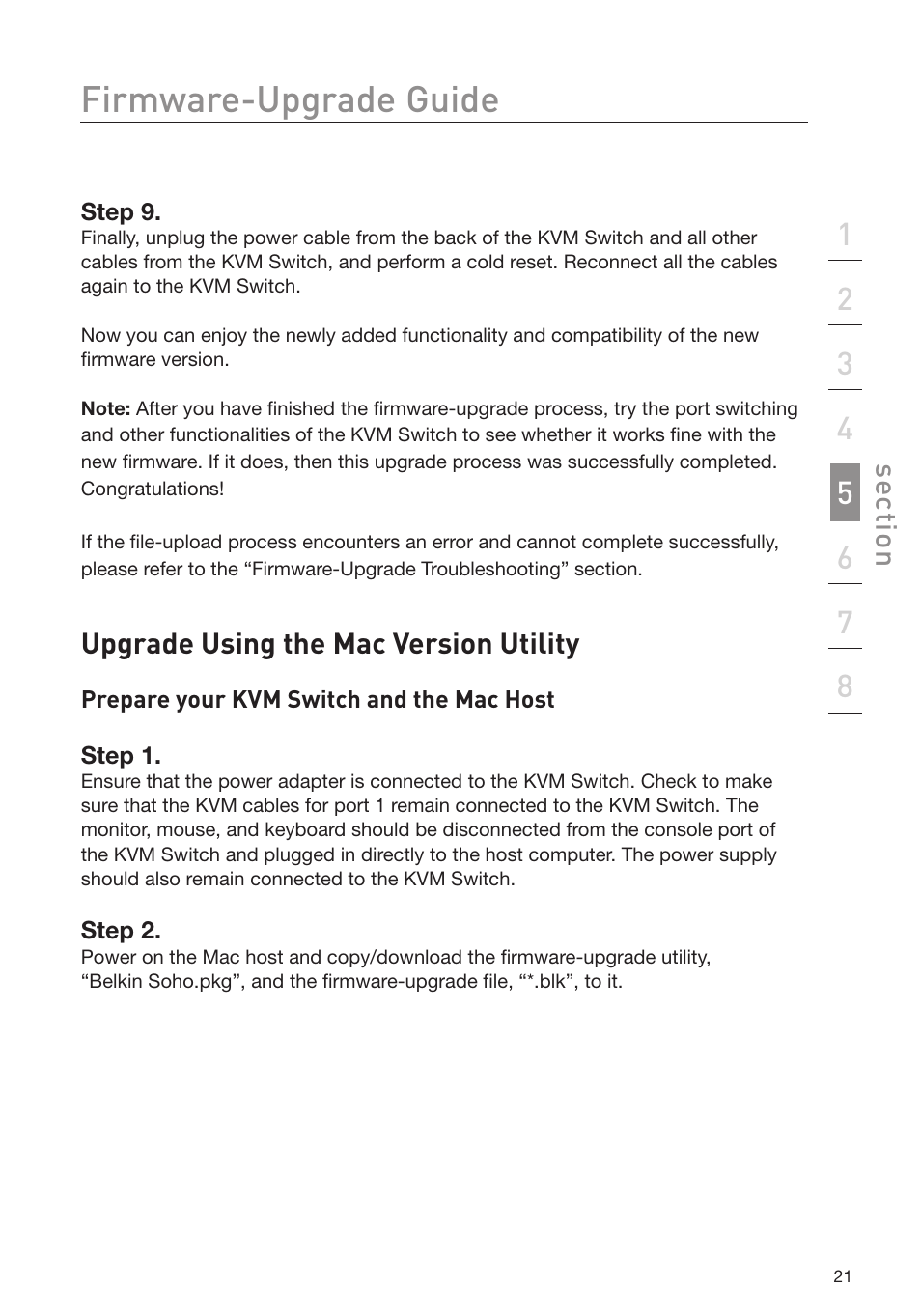 Firmware-upgrade guide, Upgrade using the mac version utility | Belkin F1DD102L User Manual | Page 23 / 39