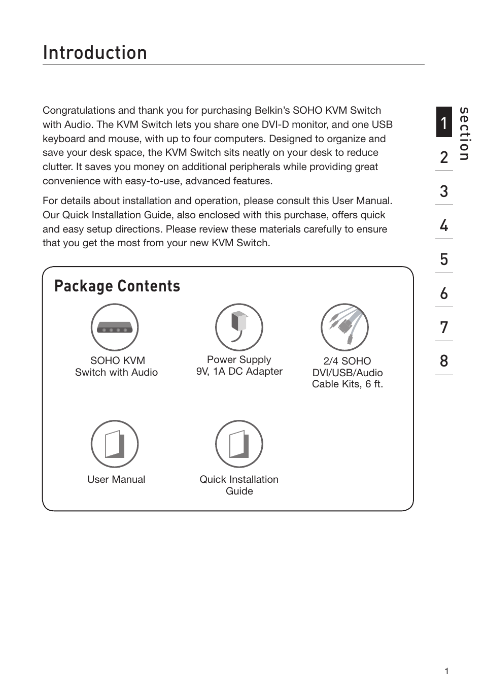 Introduction, Package contents | Belkin F1DD102L User Manual | Page 3 / 39