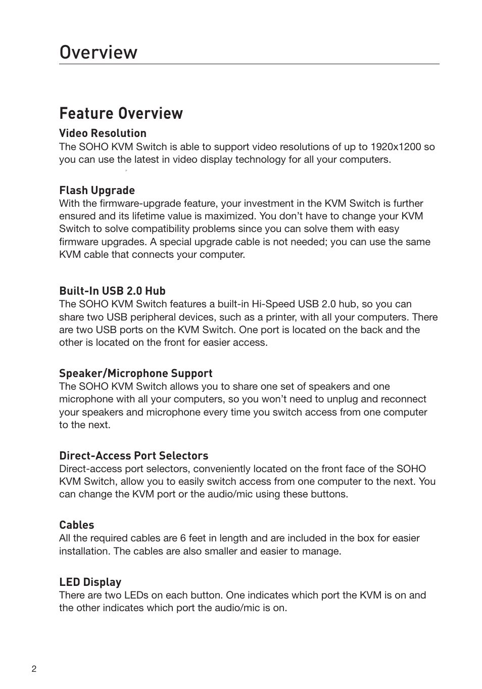 Overview, Feature overview | Belkin F1DD102L User Manual | Page 4 / 39