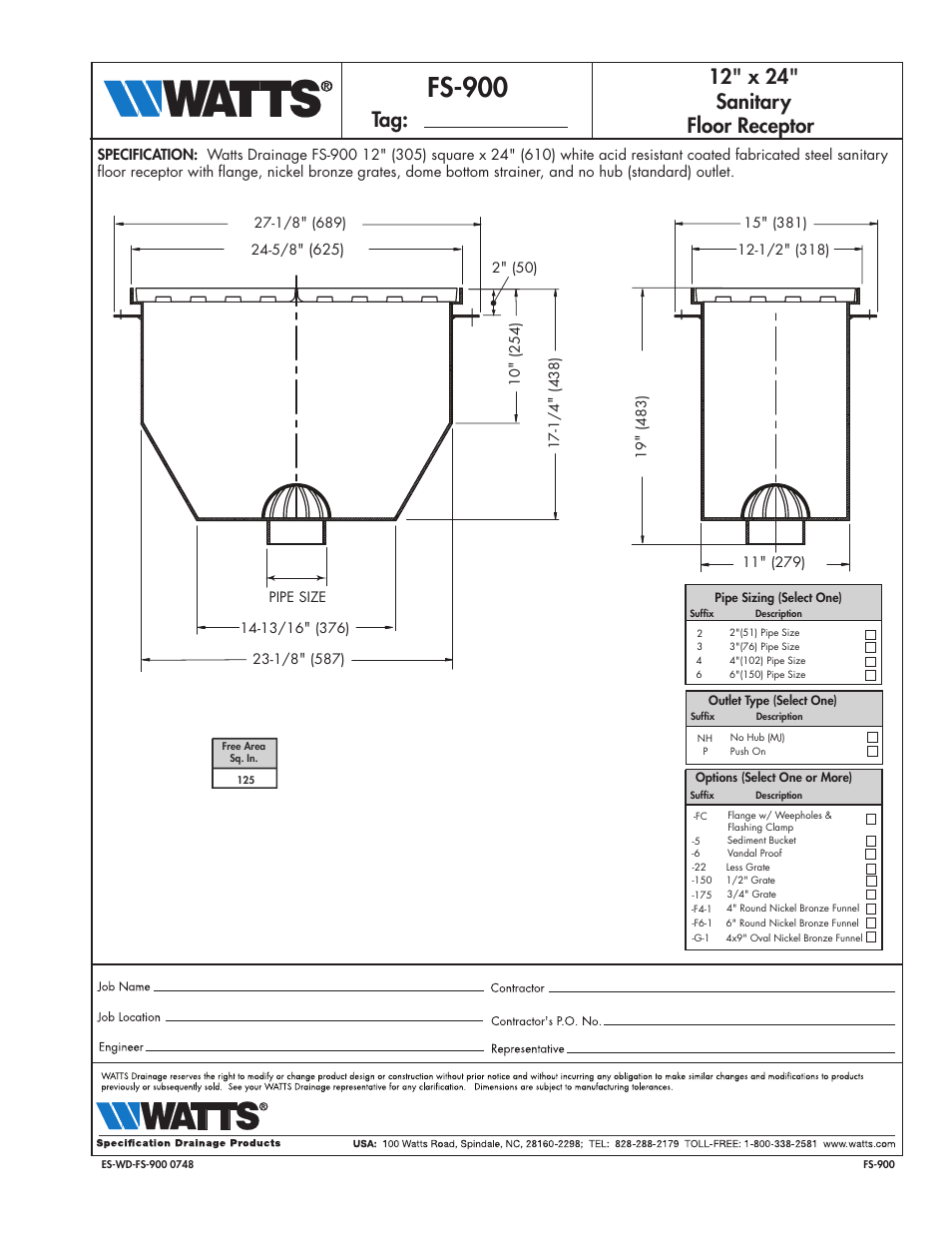 Watts FS-900 User Manual | 1 page