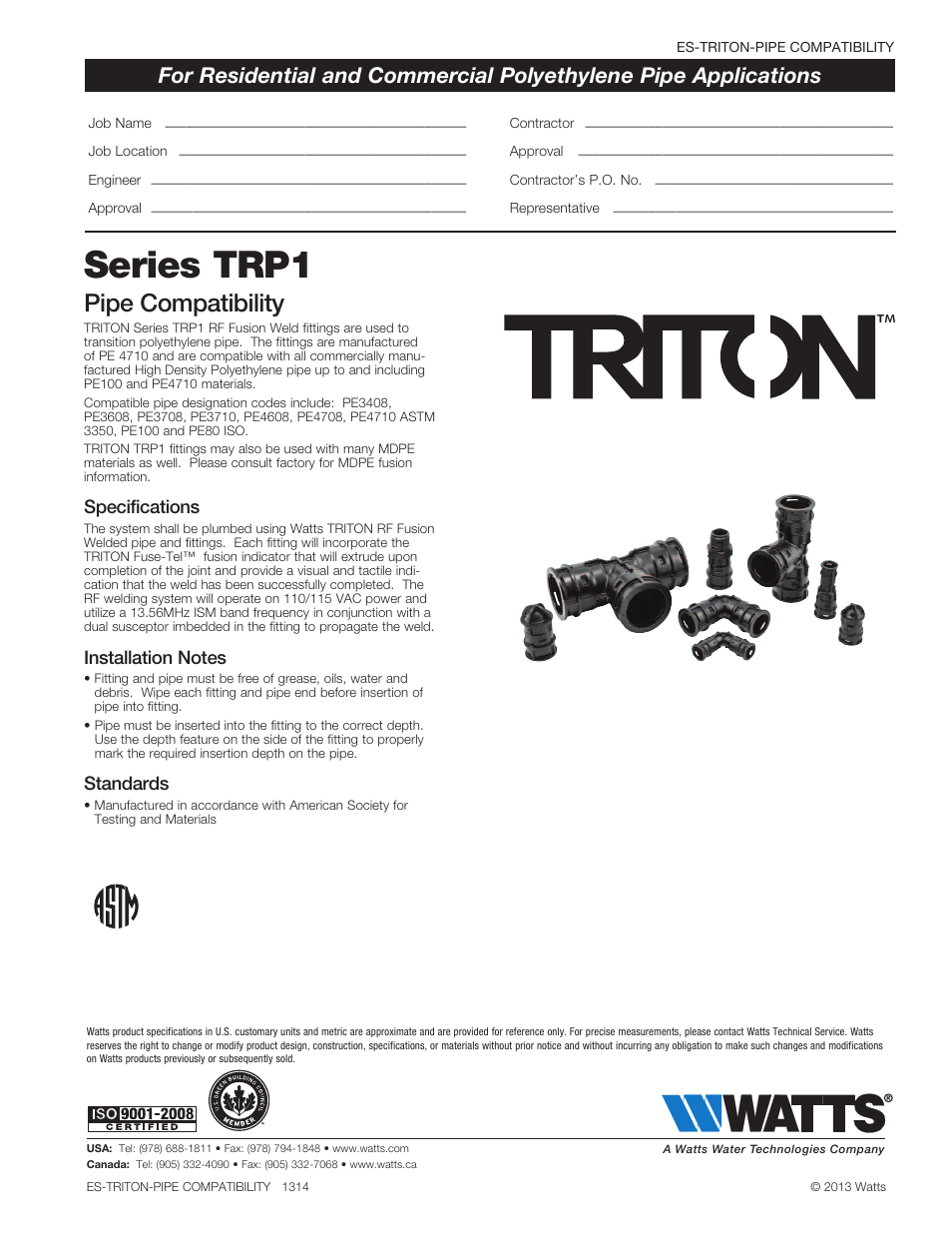 Watts TR24P1 IPS Caps User Manual | 1 page