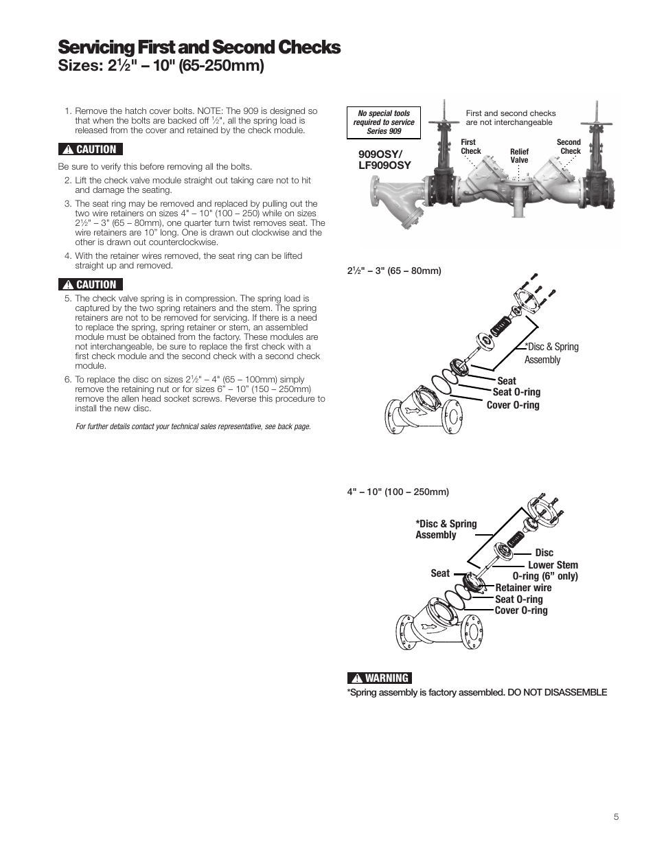 Servicing first and second checks, Sizes: 2 | Watts LF909 User Manual | Page 5 / 8