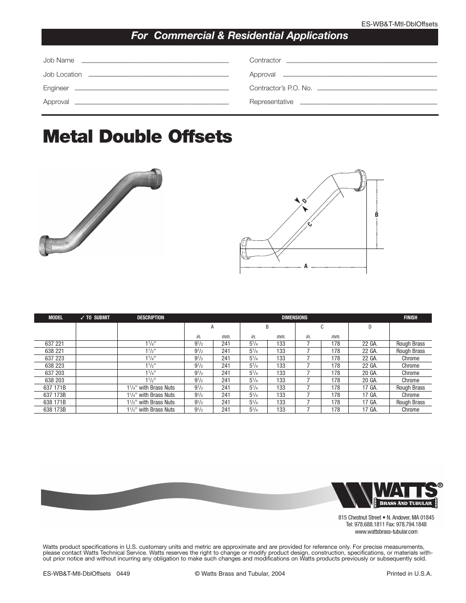 Watts 638 223 User Manual | 1 page