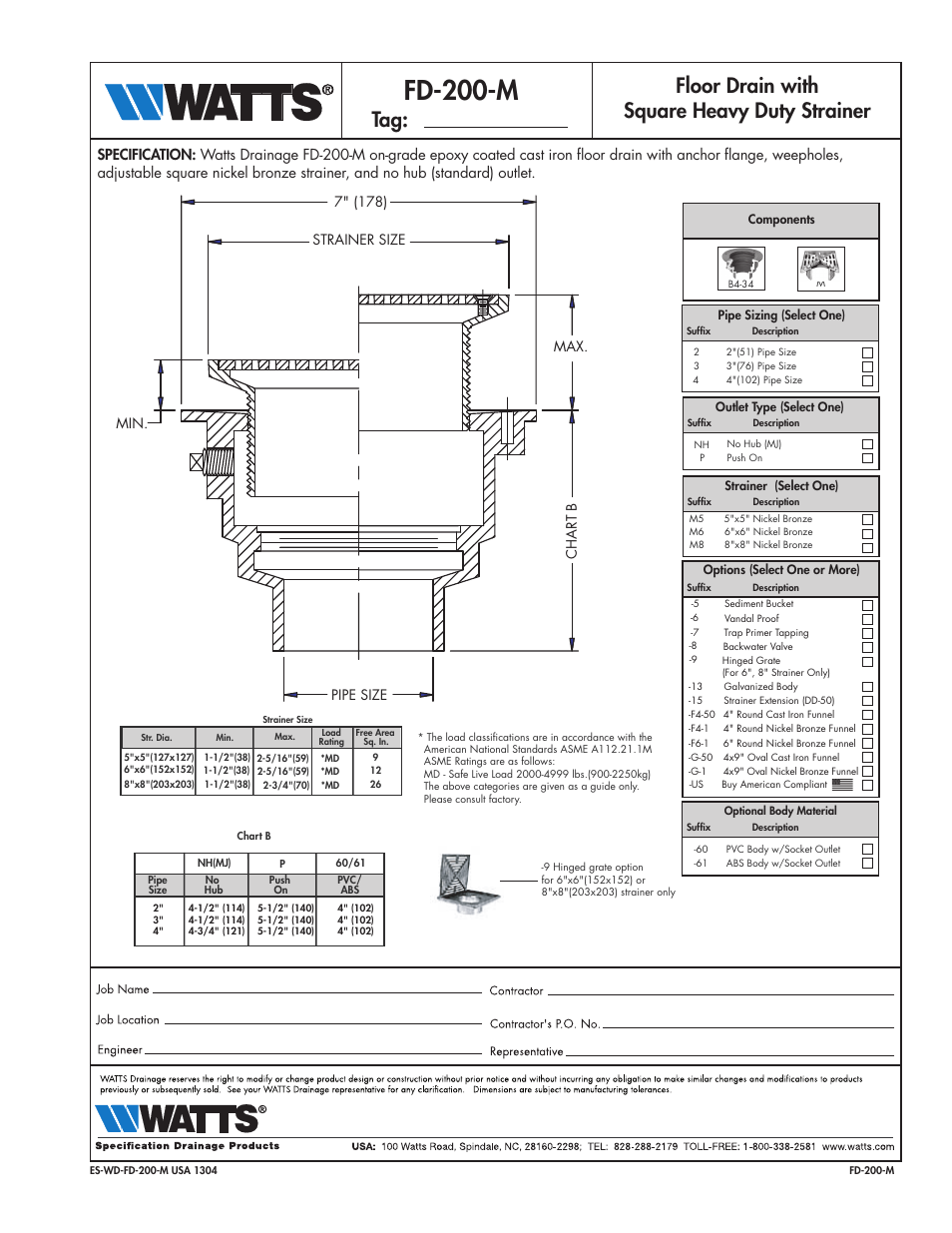 Watts FD-200-M User Manual | 1 page